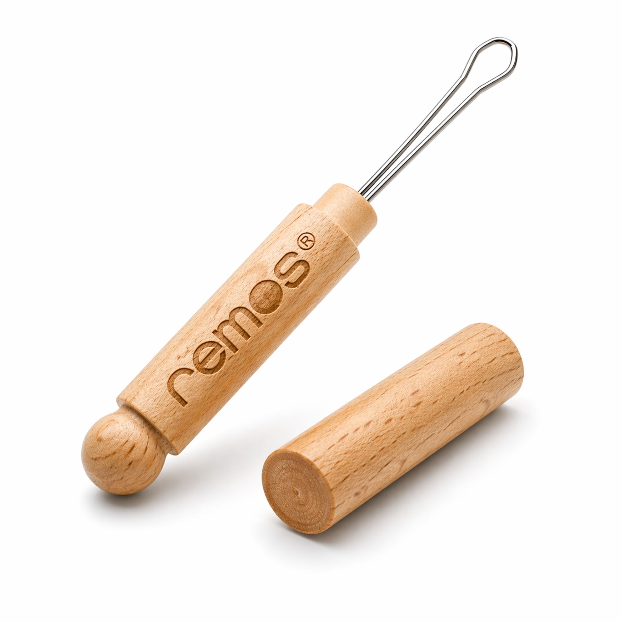 Remos Ohrreiniger mit Holzgriff, Holzverschlusskappe und Edelstahl-Schlinge, Länge 7,5 cm 1 St