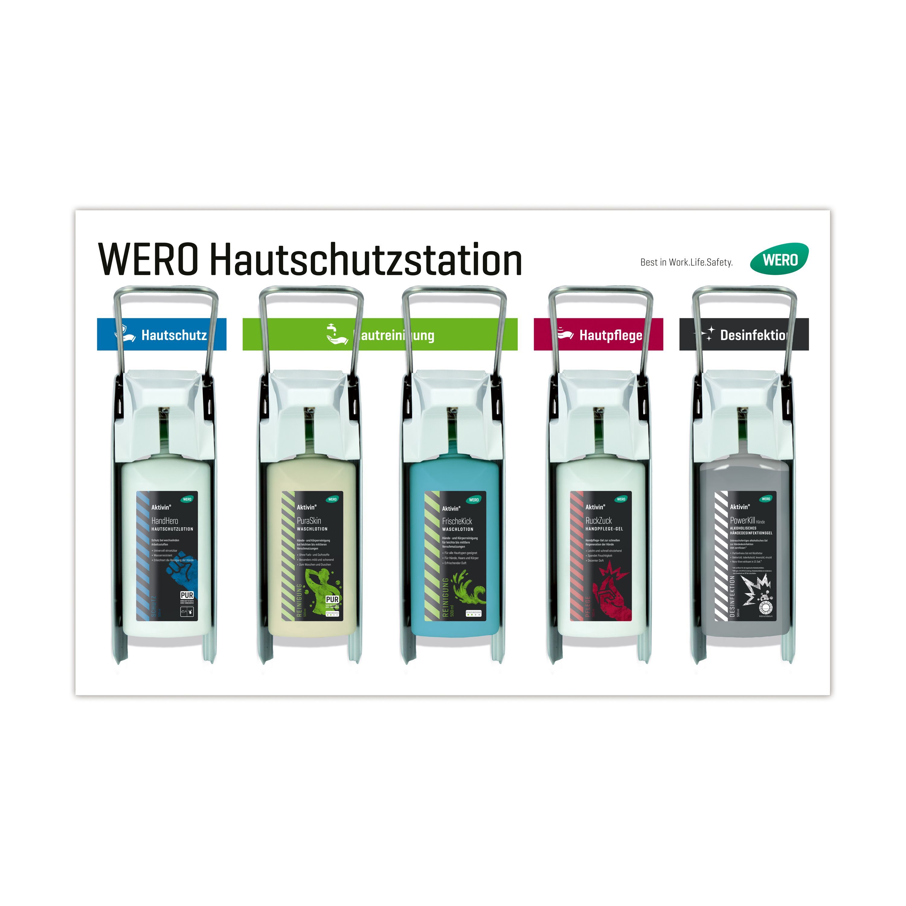 WERO Hautschutzstation für Hautschutz+Hautreinigung+Hautreinigung+Hautpflege+Händedesinfektion