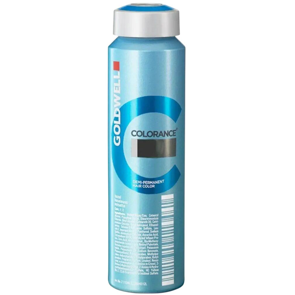 Flasche Colorance Demi-Permanent Hair Color. Goldwell-Logo und Produktbezeichnung. Hellblaue Flasche.