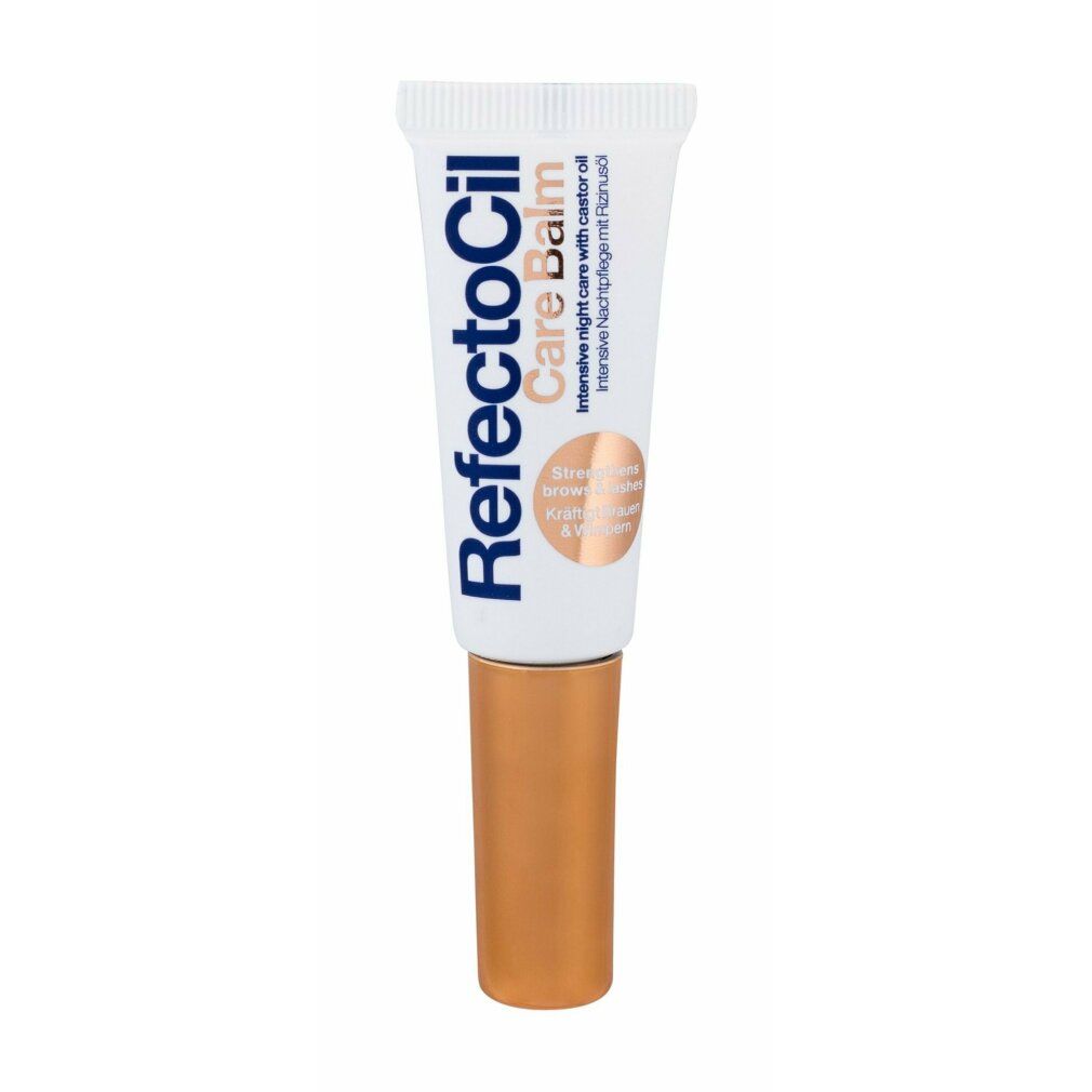 Refectocil Care Balm Tube mit goldfarbenem Applikator. Nachtpflege mit Rizinusöl.