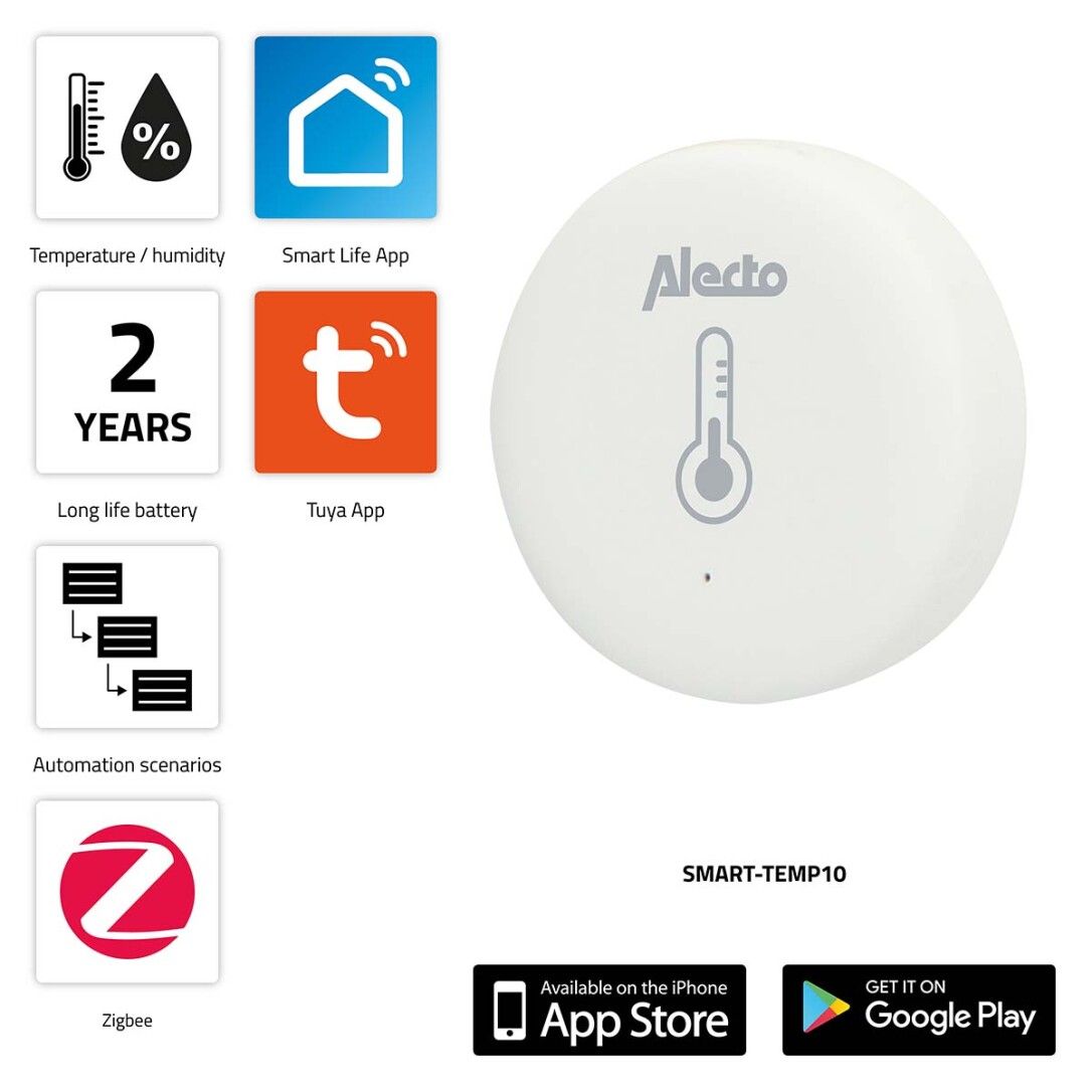 Alecto Intelligenter Zigbee-Temperatur- und Feuchtigkeitssensor
