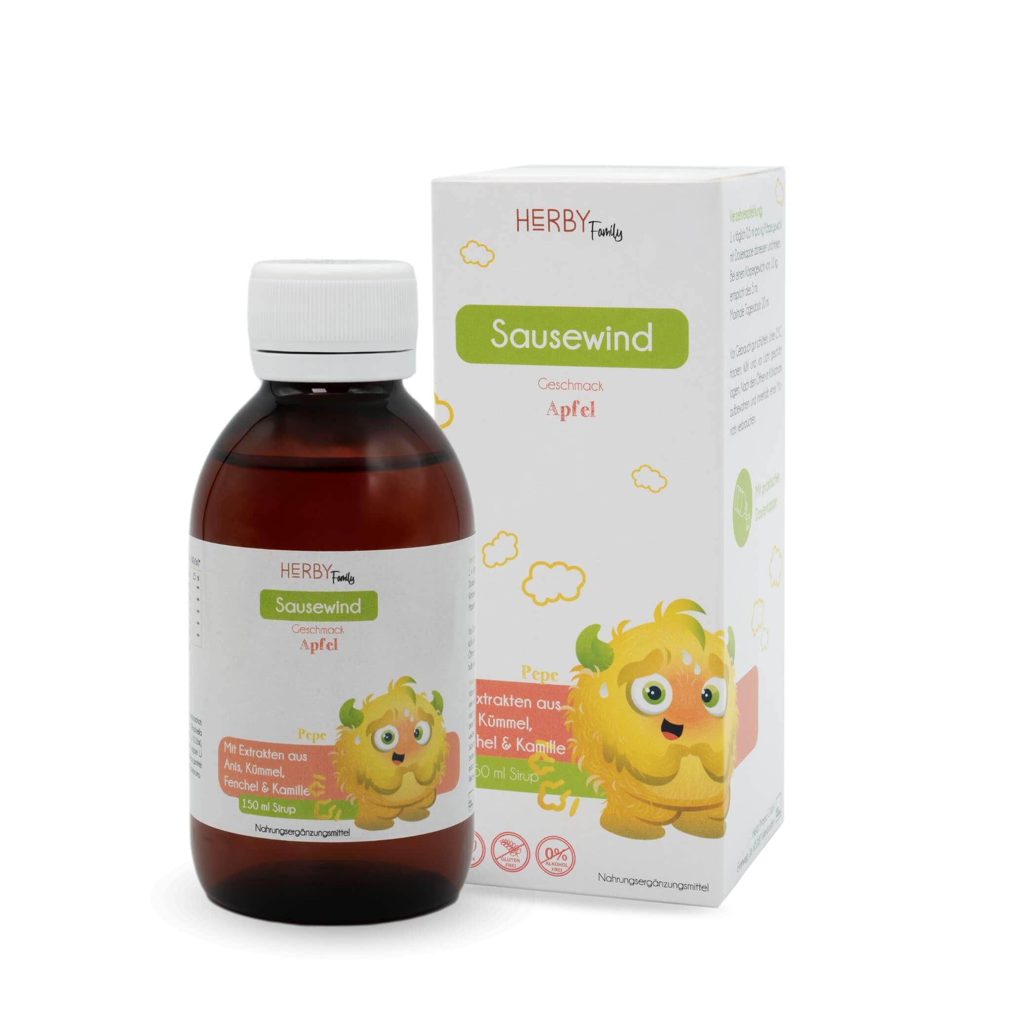 Herby Family® Sausewind Sirup für Kinder mit Fenchel, Anis, Kümmel und Kamille