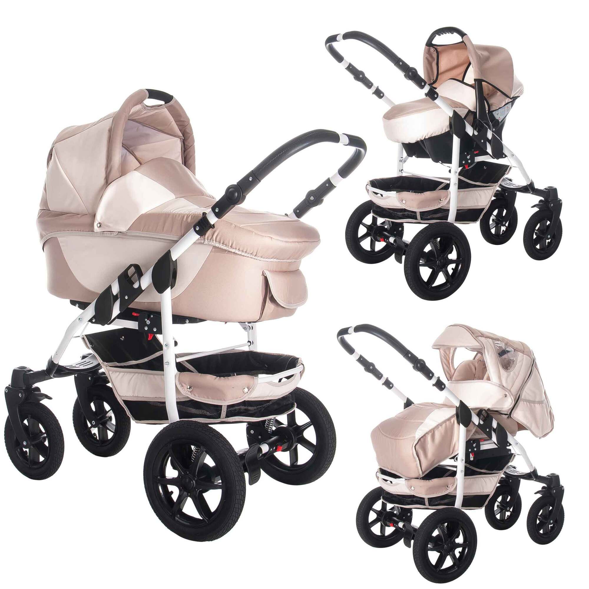 Bebebi Sidney Hartgummireifen Schwarz 3 in 1 Kinderwagen Komplettset, Nosa