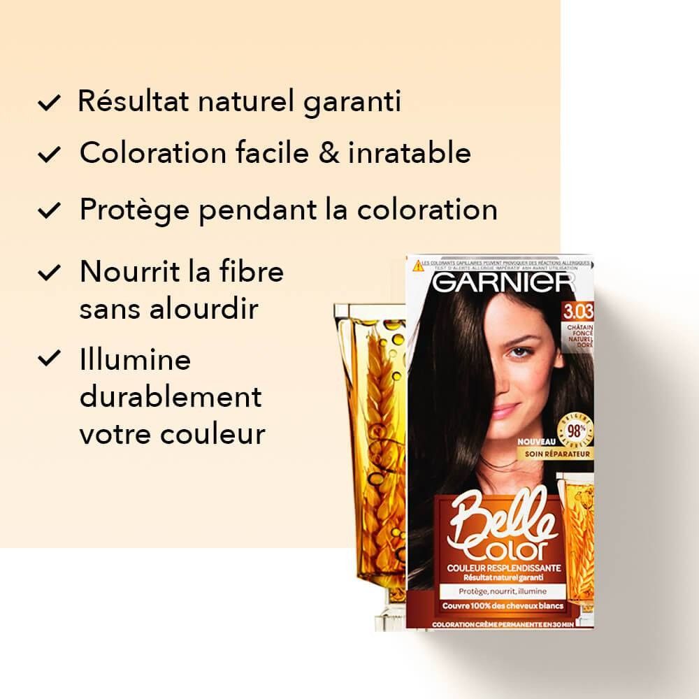 Produktverpackung von Garnier Belle Color. Aufschrift: "Belle Color", "3.03".