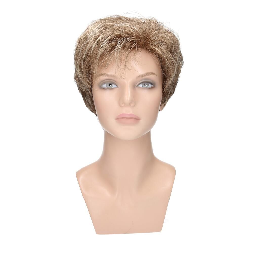 Perücke Sofie von Lofty, blond-braun, auf einer Schaufensterpuppe. Frontansicht.