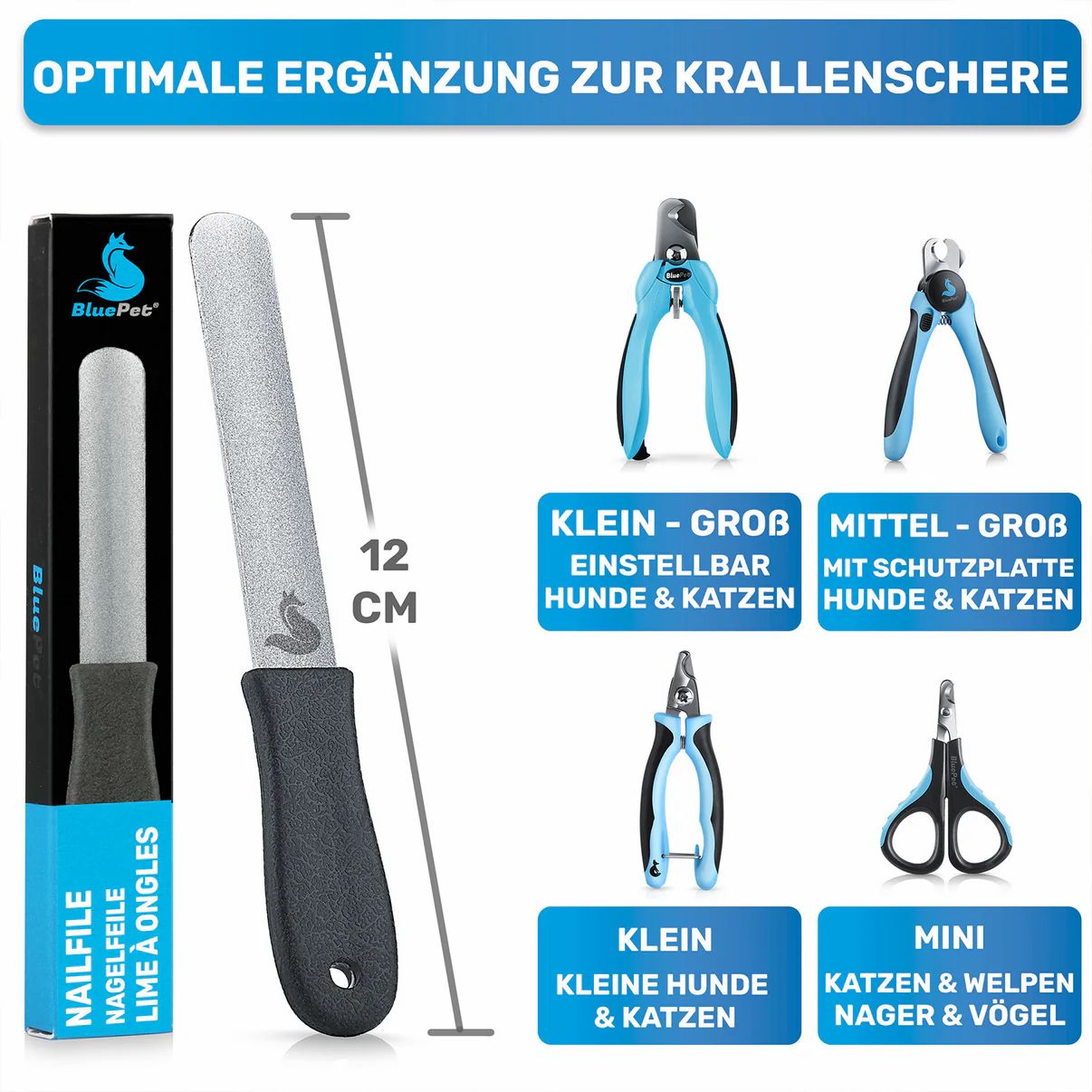 BluePet Krallenfeile & Nagelfeile für Hunde, Katzen und Nager