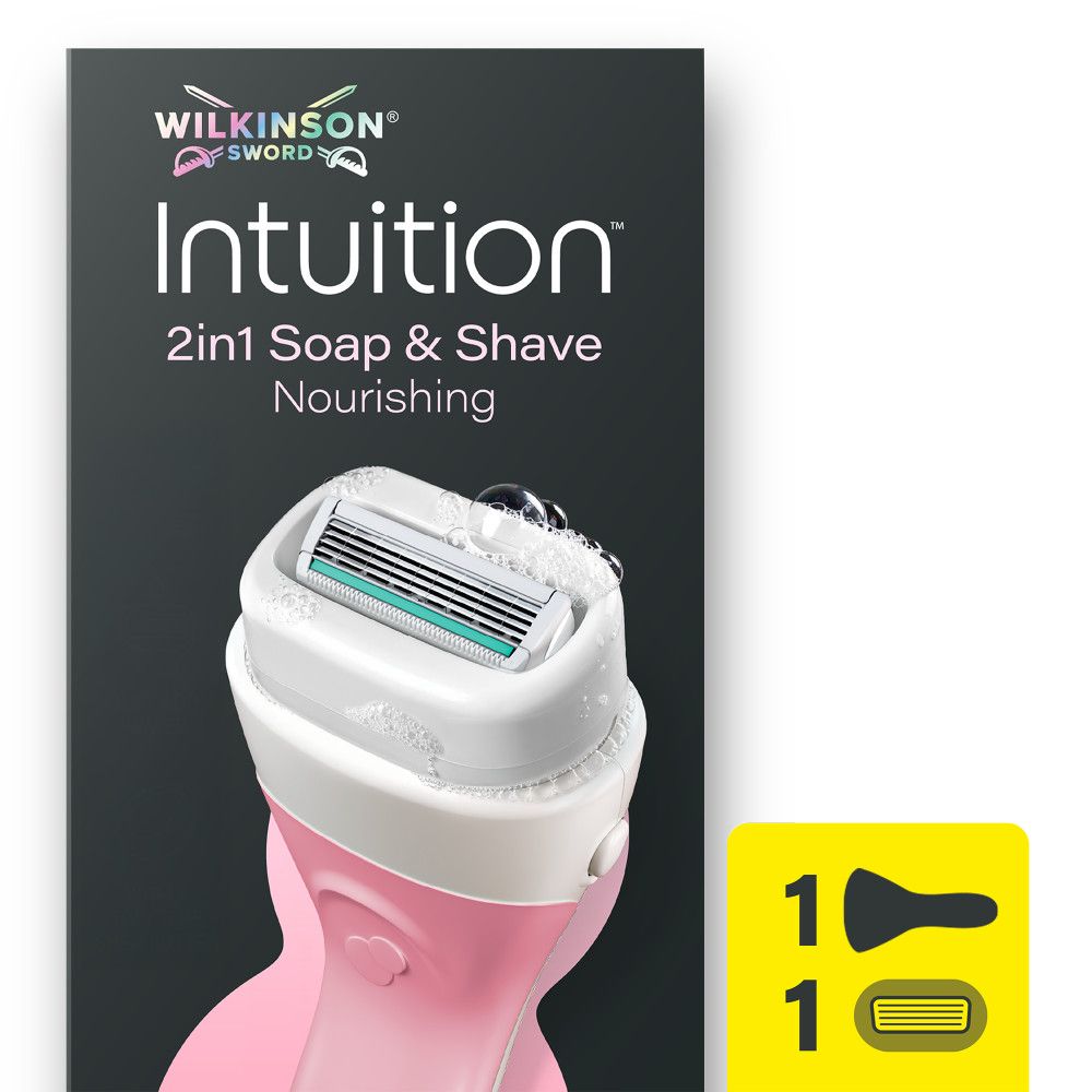 Verpackung und Rasierer Wilkinson Sword Intuition 2in1 Soap & Shave Nourishing.