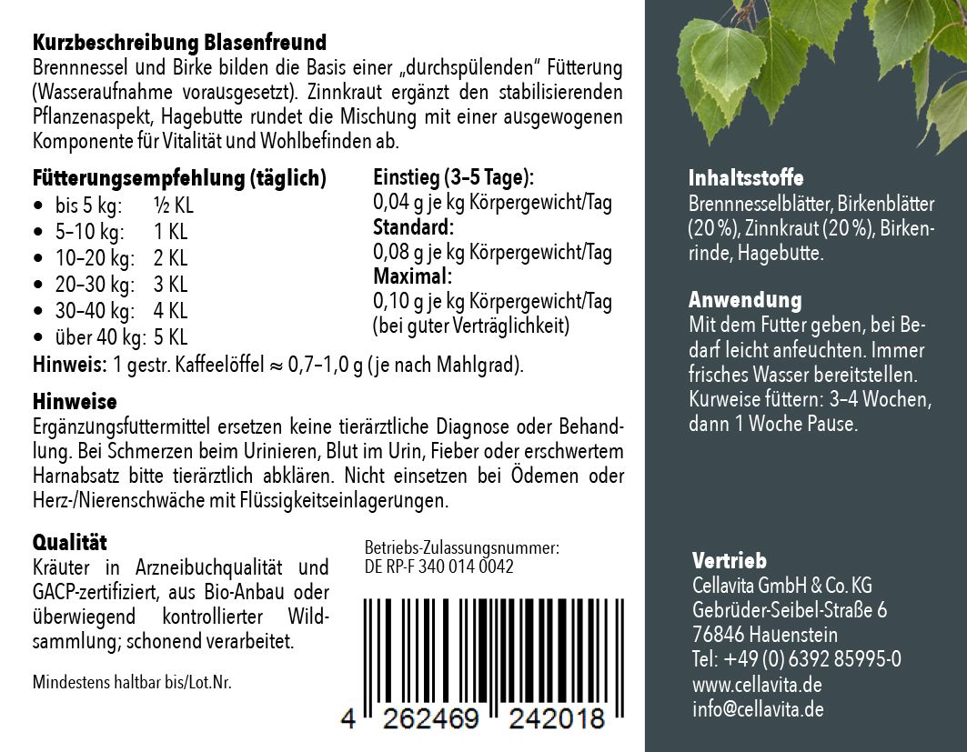 Cellavita - Blasenfreund Zinnkraut, Birkenblätter & Co