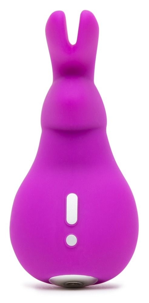 Lila Vibrator in Hasenform. Mit zwei Knöpfen. Aus Silikon.