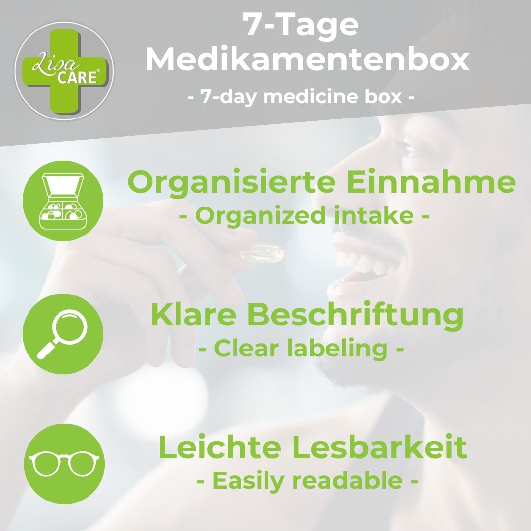 LisaCare Tablettenbox - 7-Tage Medikamentendosierer 1 St Tablettenteiler