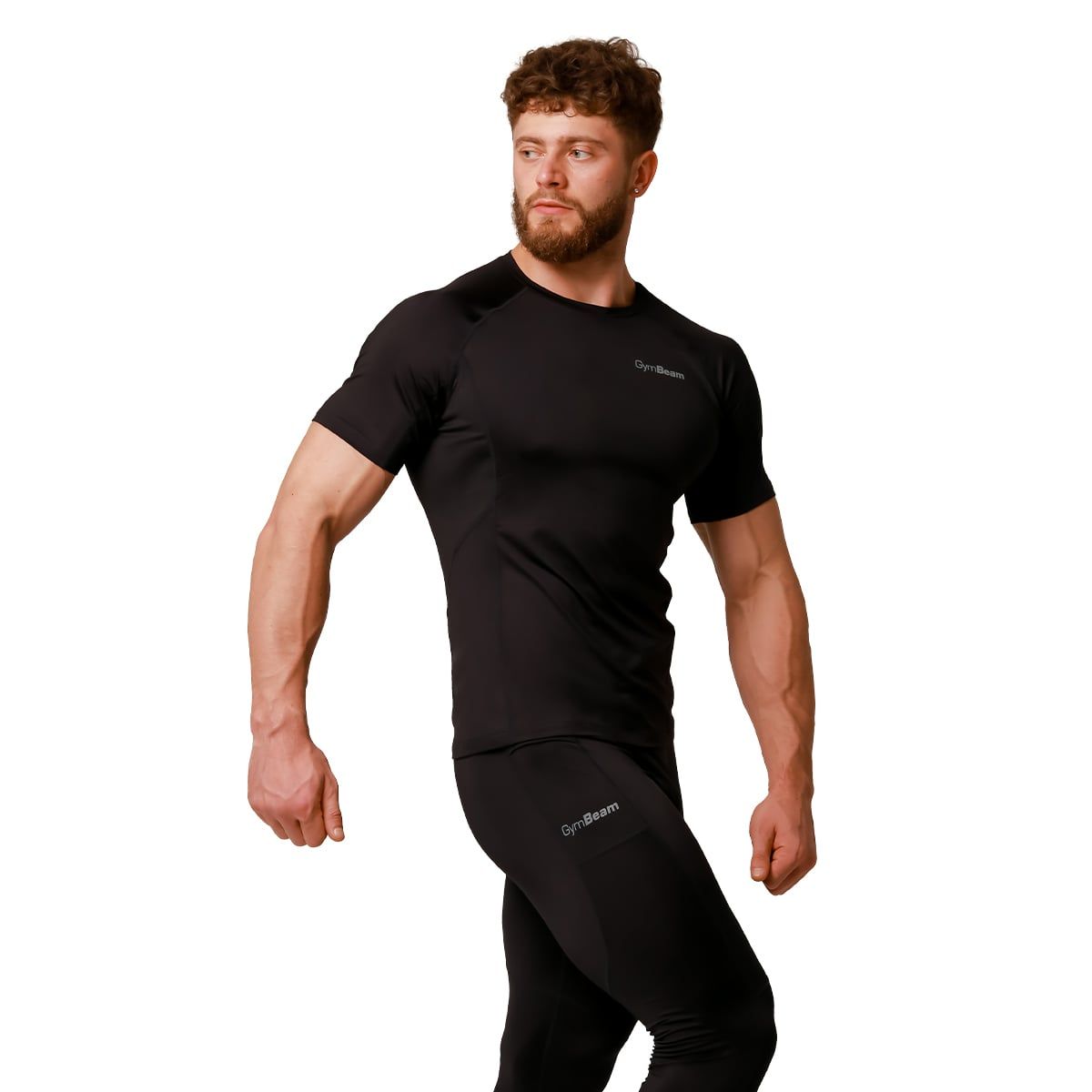 GymBeam T-Shirt Herren slim kurzarm mit Raglanärmeln in Schwarz