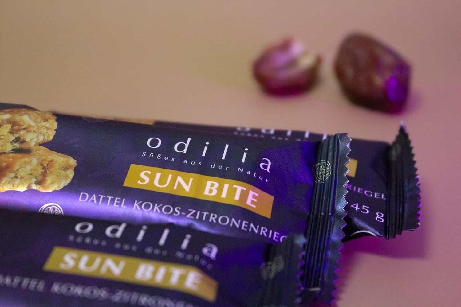 Odilia Sun Bite Riegel: Dattel Kokos-Zitronenriegel, 45g.