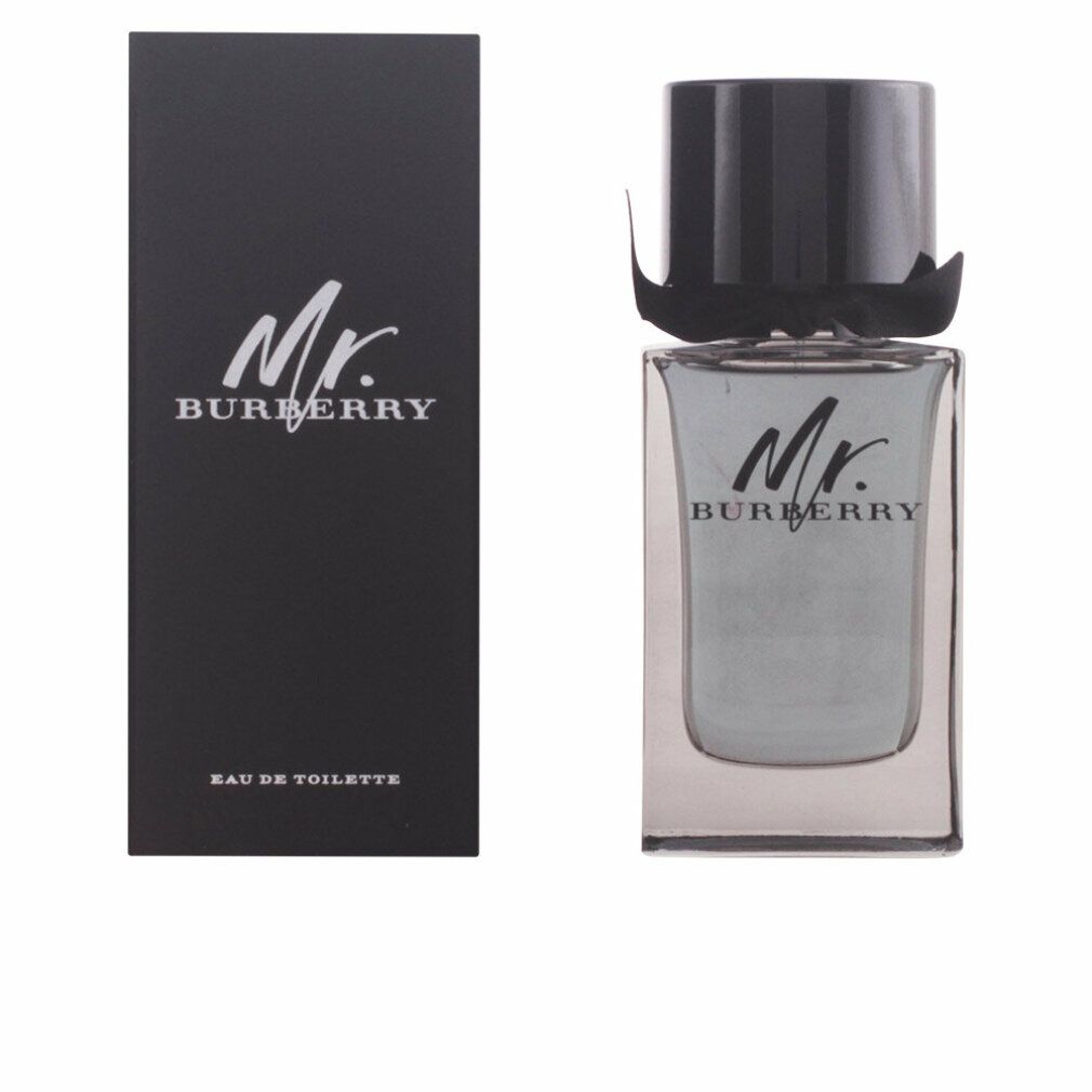 Schwarze Verpackung und Flakon. Aufschrift: Mr. BURBERRY. Flakon mit schwarzem Verschluss und Schleife.