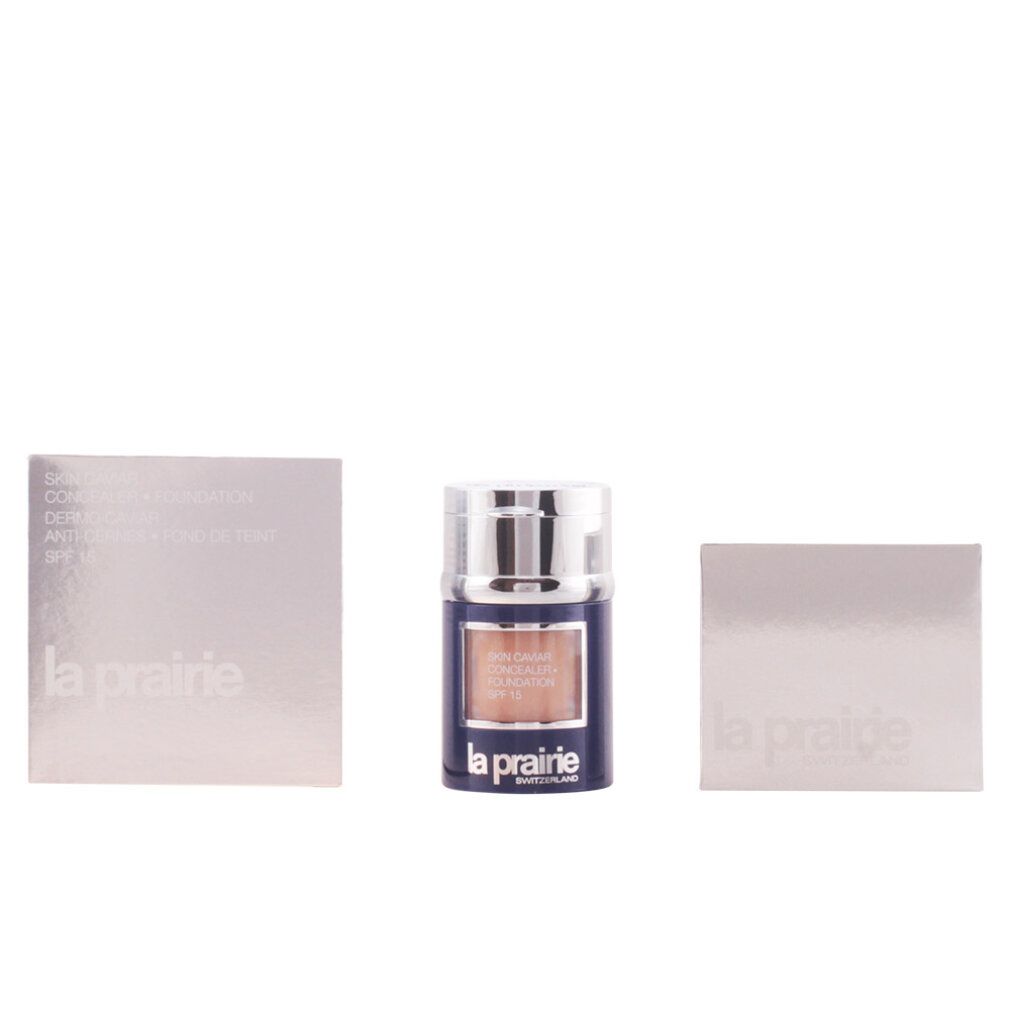 La Prairie Skin Caviar Concealer Foundation SPF 15 Honigbeige, verpackt mit Schachtel und Beilage.