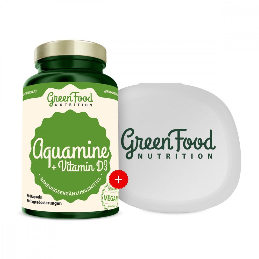 GreenFood Nutrition Aquamin + Vitamin D3 + Gratis Kapselbehälter