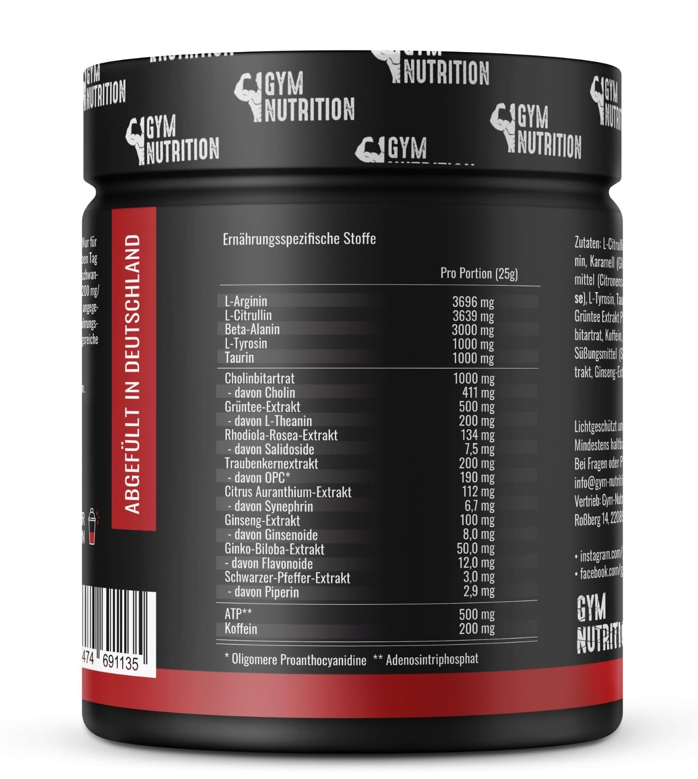 Gym Nutrition Fatality Pre Workout Booster Pulver
