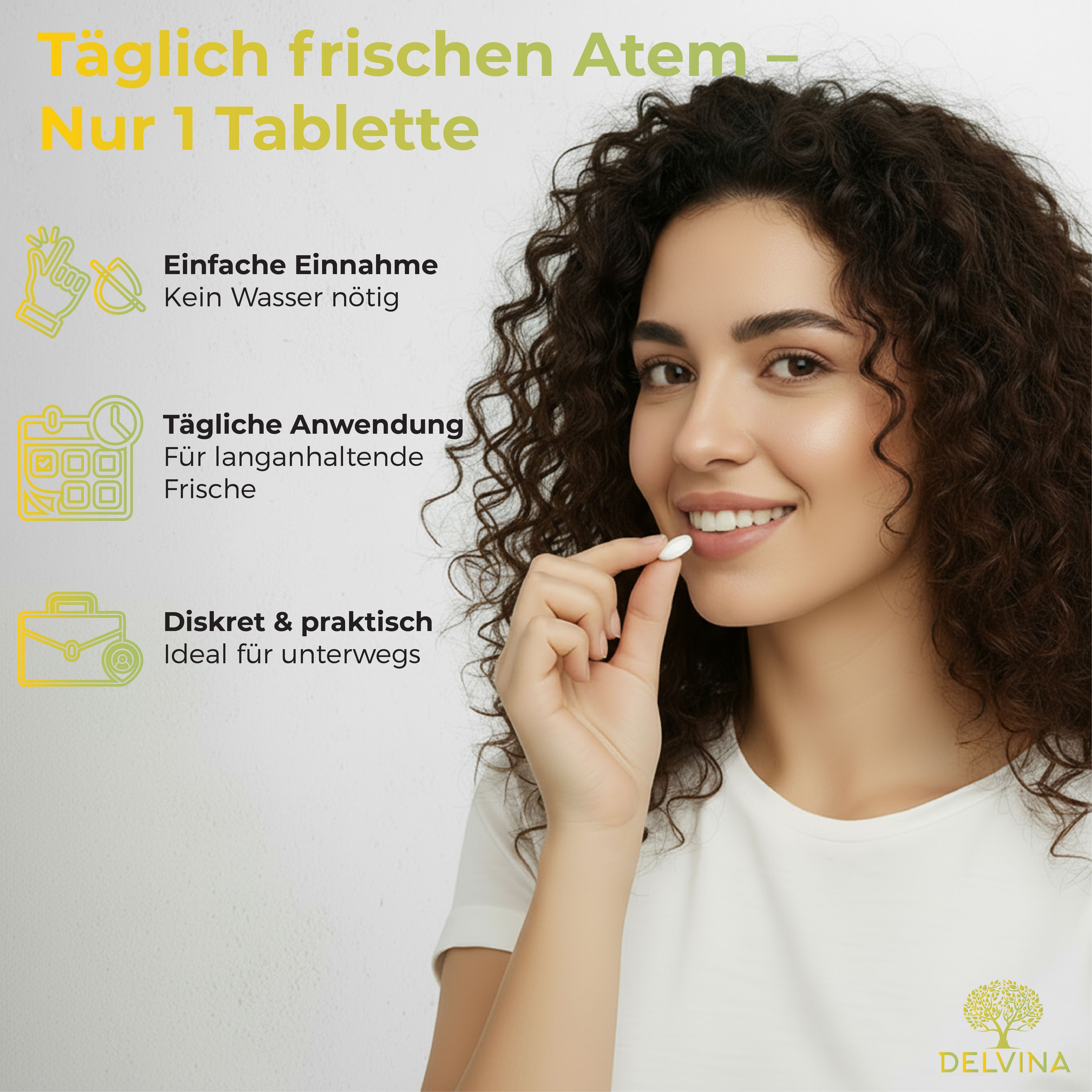 Delvina Mundflora - Lutschtabletten gegen Mundgeruch (Zitronengeschmack)