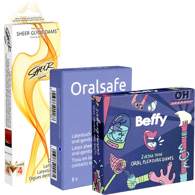 Kondomotheke® Oral Dams Starterpack - 3 Sorten Lecktücher