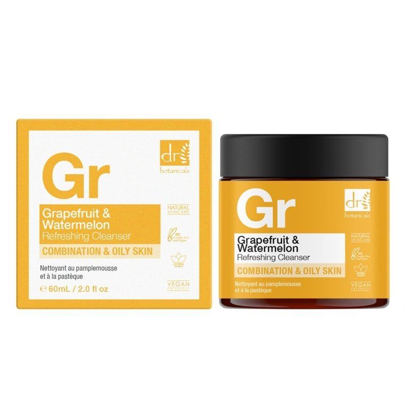 Dr. Botanicals Grapefruit & Watermelon Erfrischendes Reinigungsgel für Kombinationen und fettige Haut.