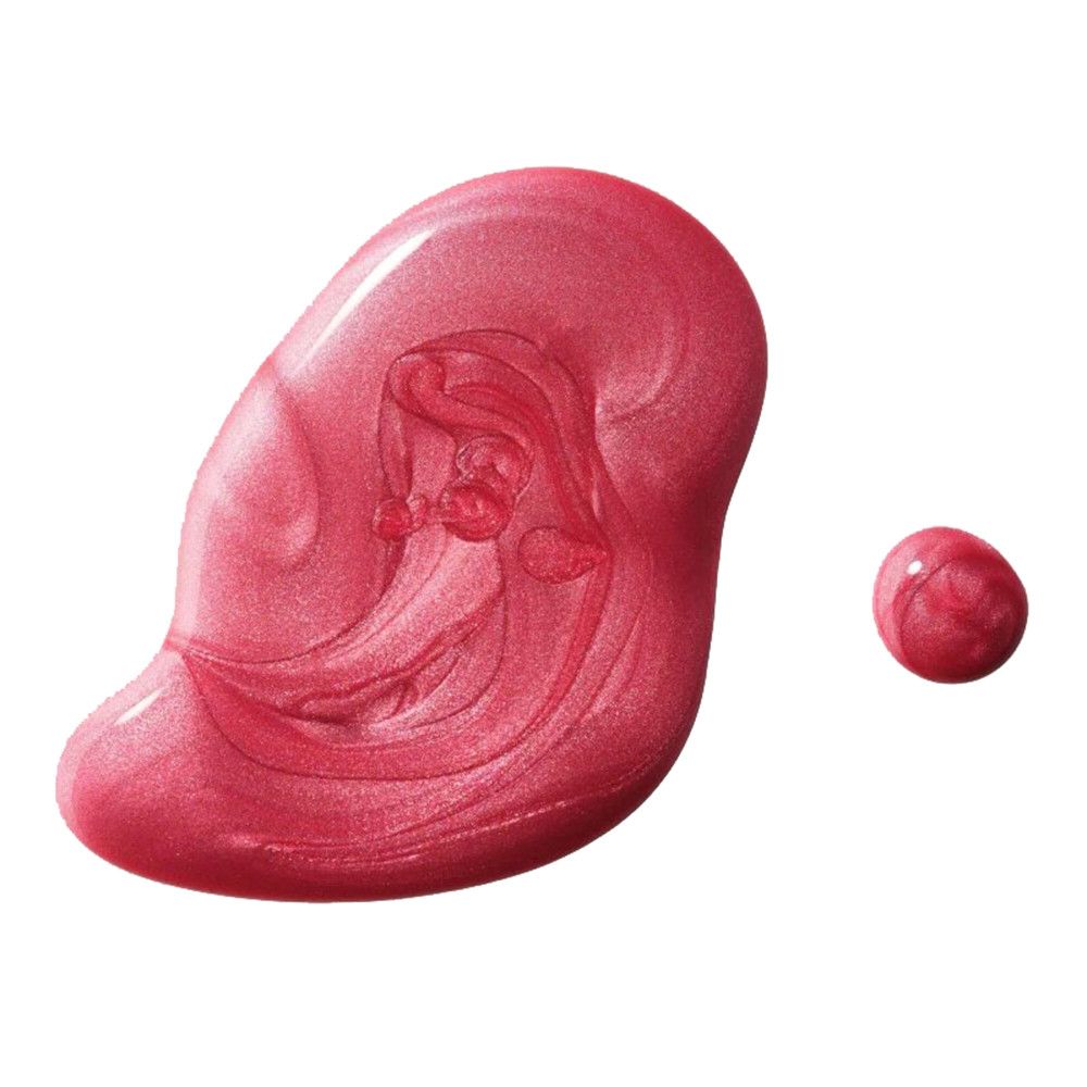 Ein Tropfen glänzender, rosafarbener Nagellack mit Schimmer.