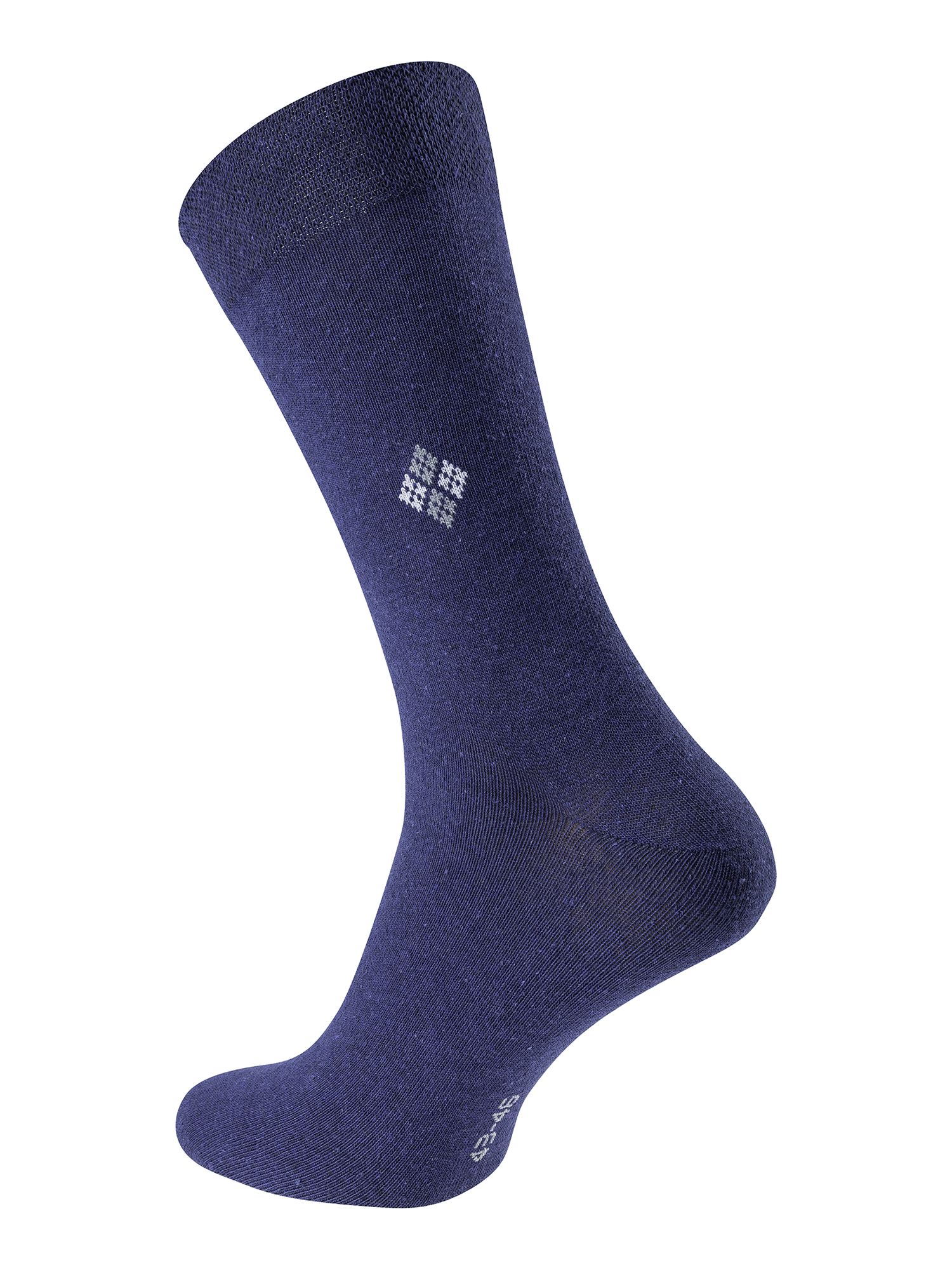 Blaue Socke mit Logo. Größe 39-42. Feines Muster. Für Diabetiker geeignet.