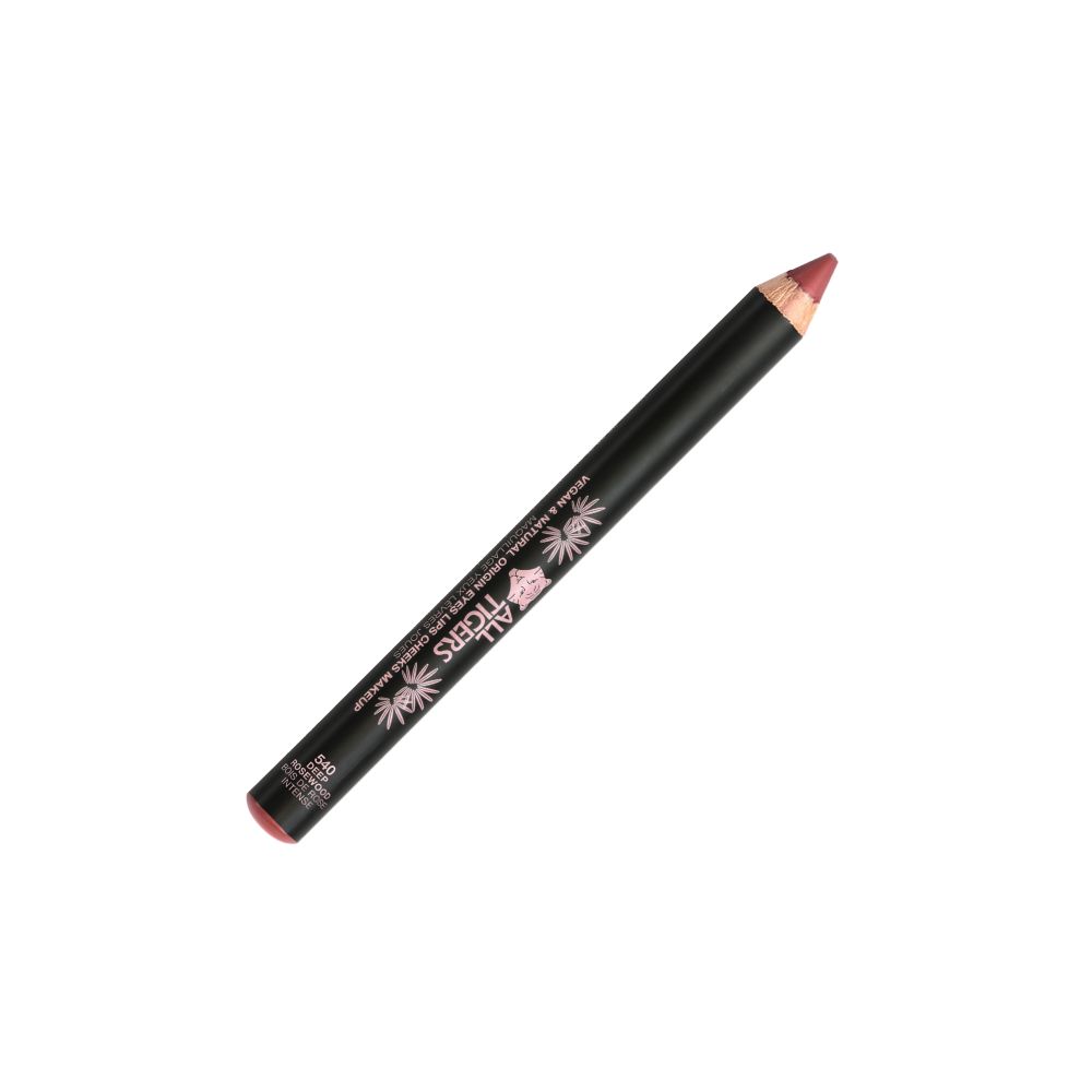 Schwarzer Kosmetikstift mit rosafarbenem Stiftende. Aufschrift: ALL TIGERS. Produkt für Augen, Wangen und Lippen.