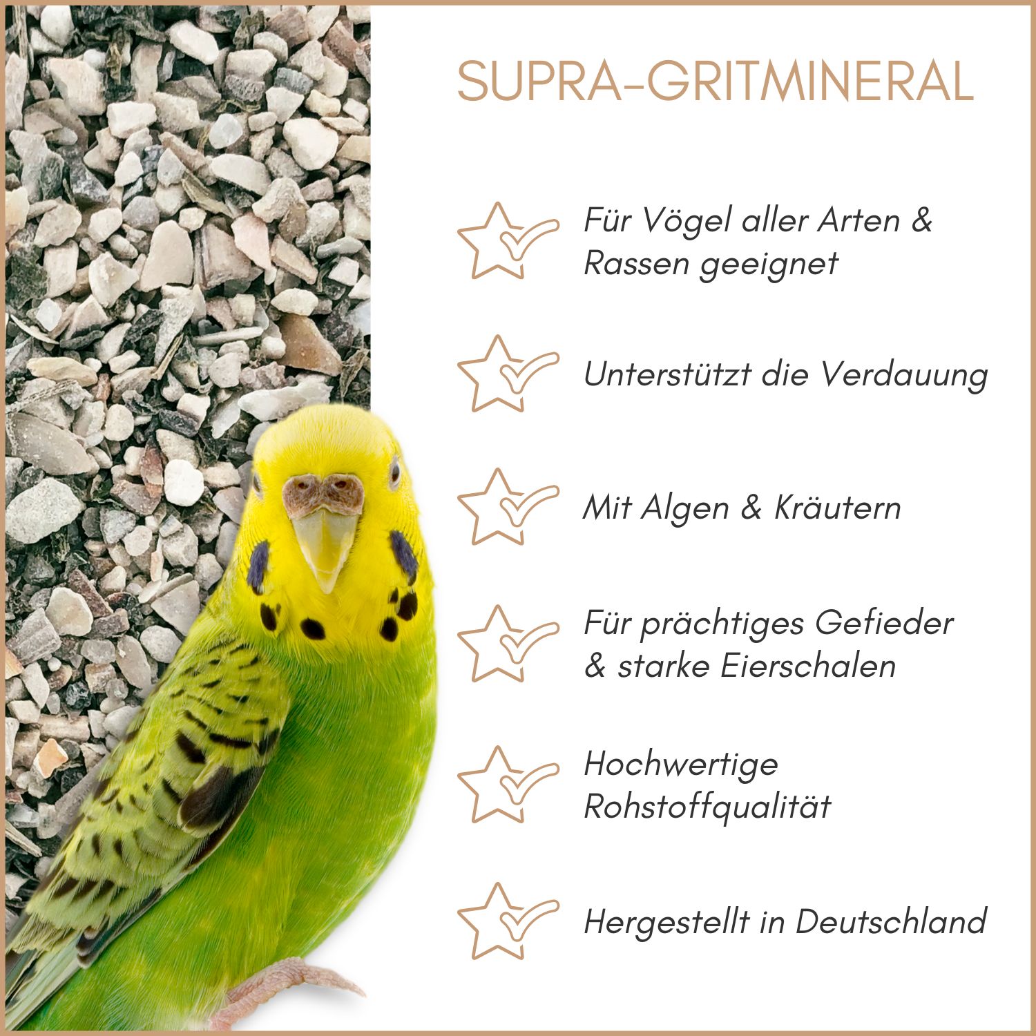 Supravit Supra-Gritmineral Premium Vogelgrit & Mineralfutter für Vögel