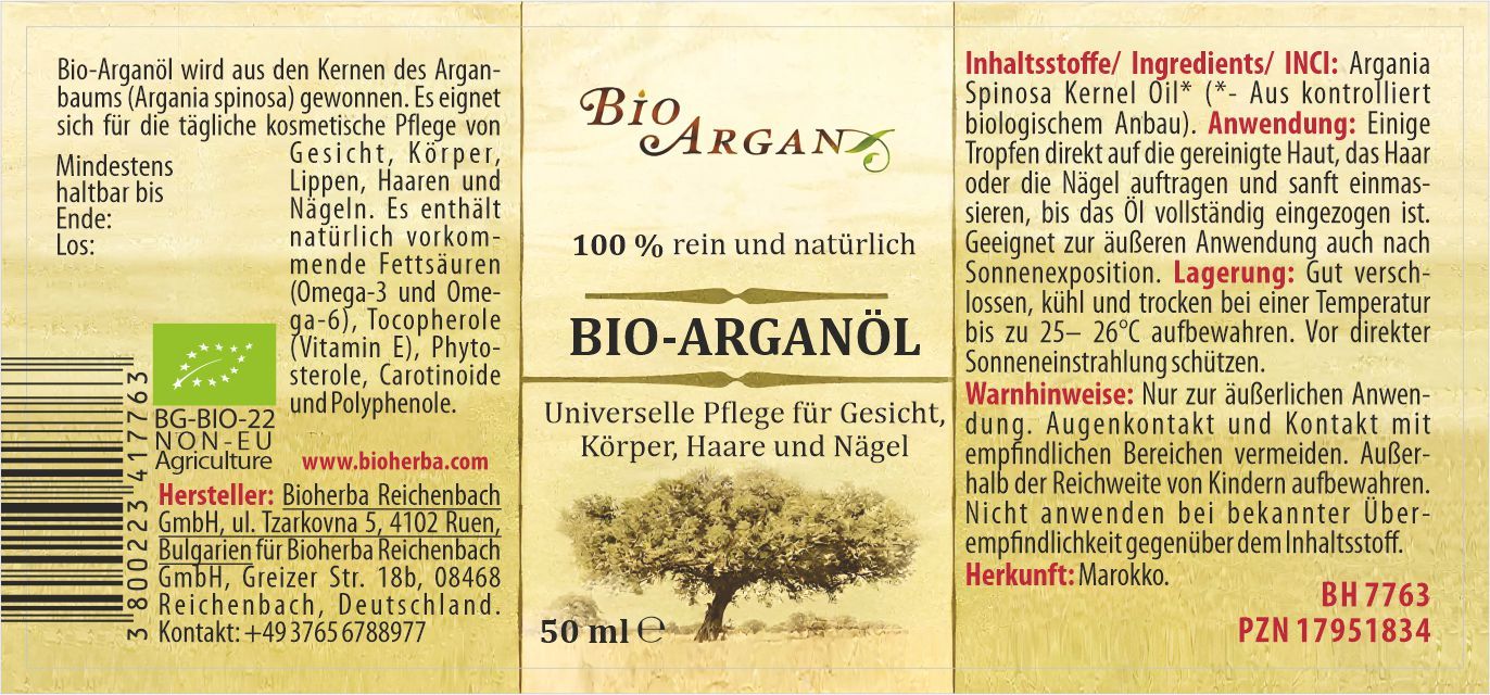 Bioherba Bio Arganöl Argania Spinosa Kernel Oil