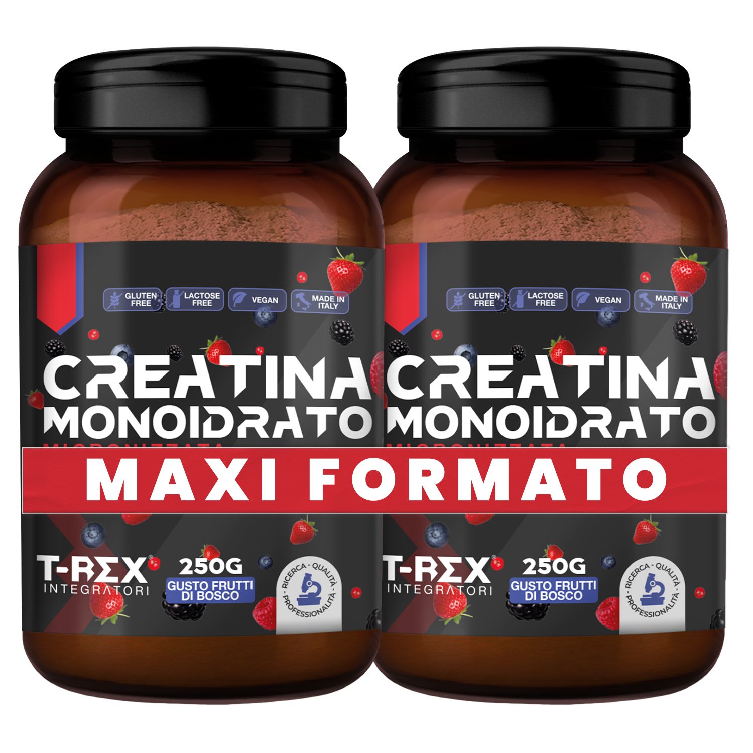 T-Rex Integratori Creatina Monoidrato Micronizzata Polvere Frutti di Bosco Sport Prestazioni
