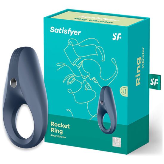 Ringvibrator und Verpackung. Türkisfarbene Schachtel mit Produktabbildung und Schriftzug.