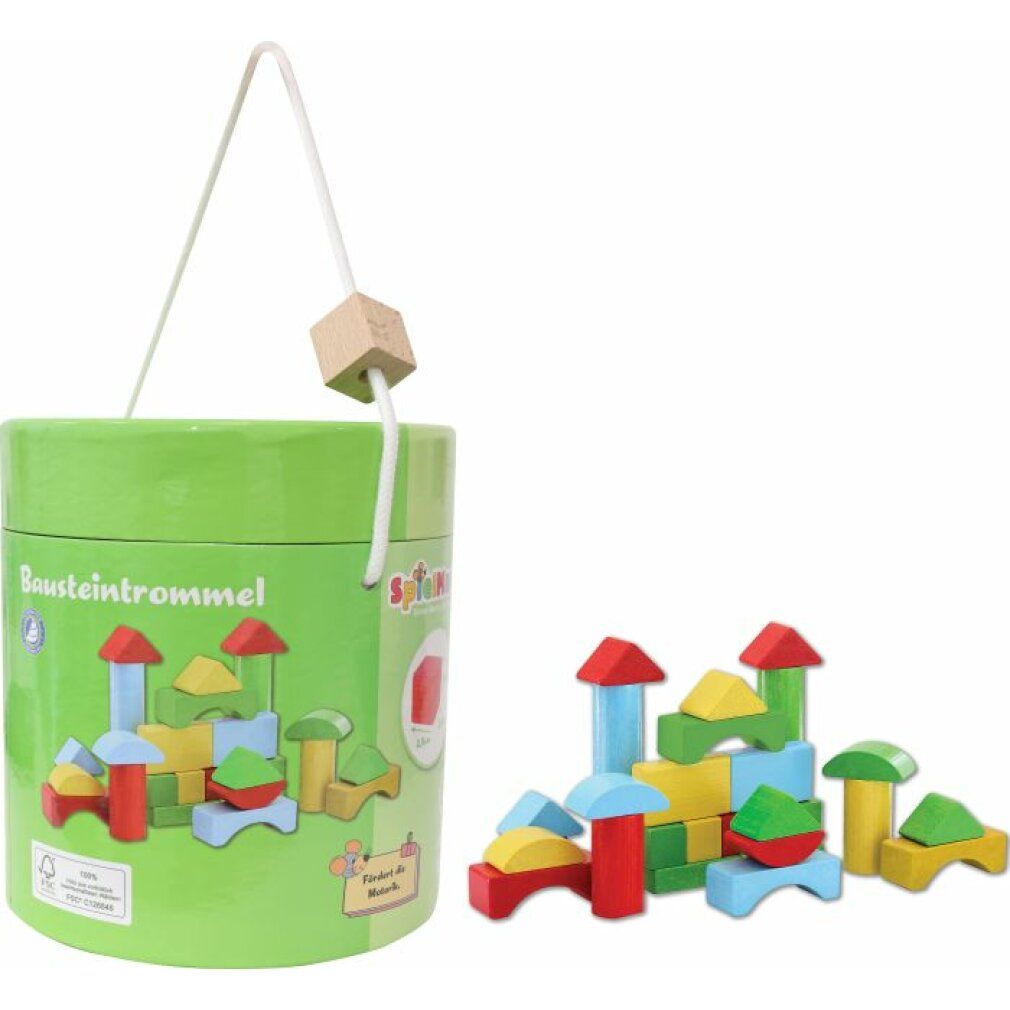 Spielmaus  Bausteine in Trommel