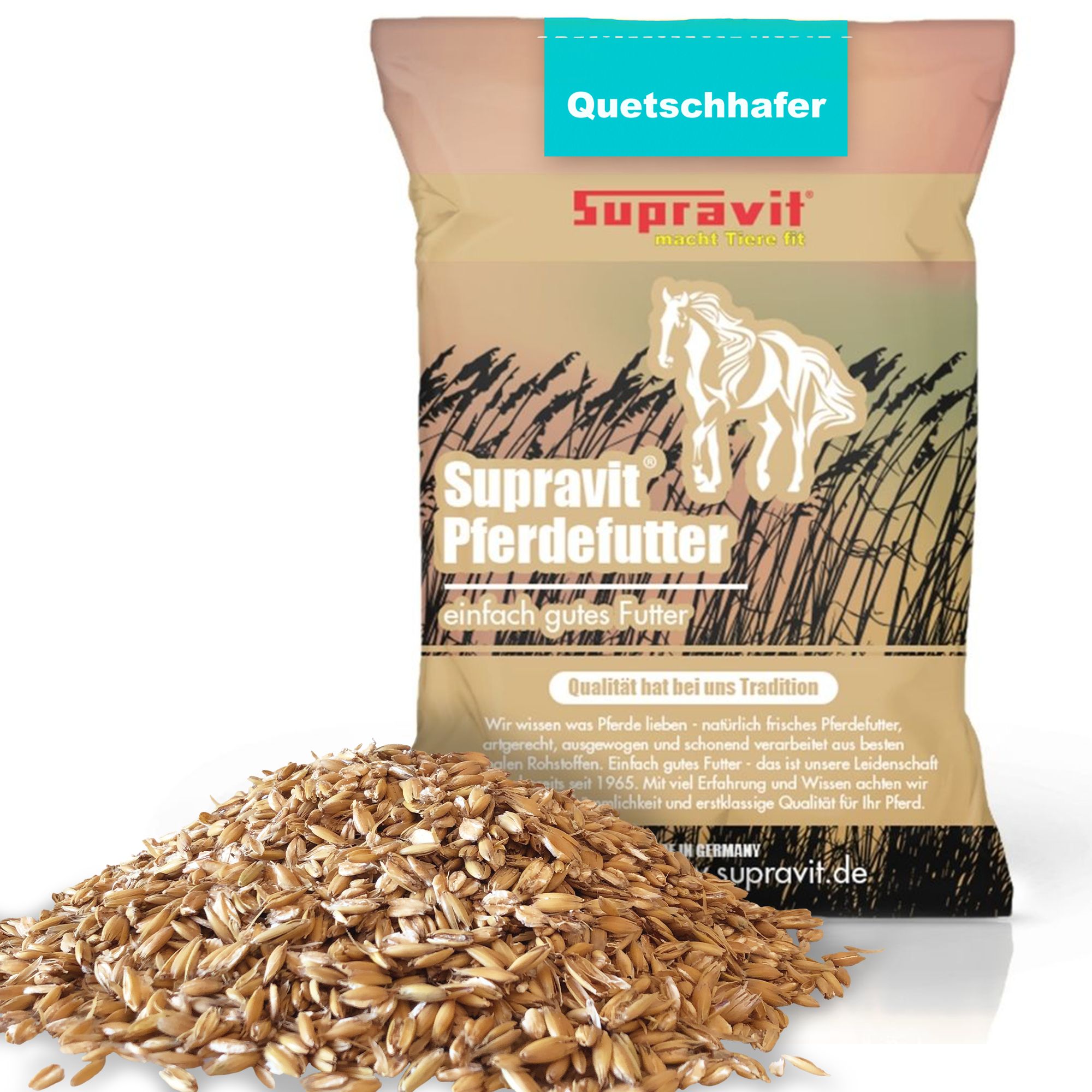 Supravit 20kg Hafer gequetscht für Pferde| frischer Walzhafer 20 kg