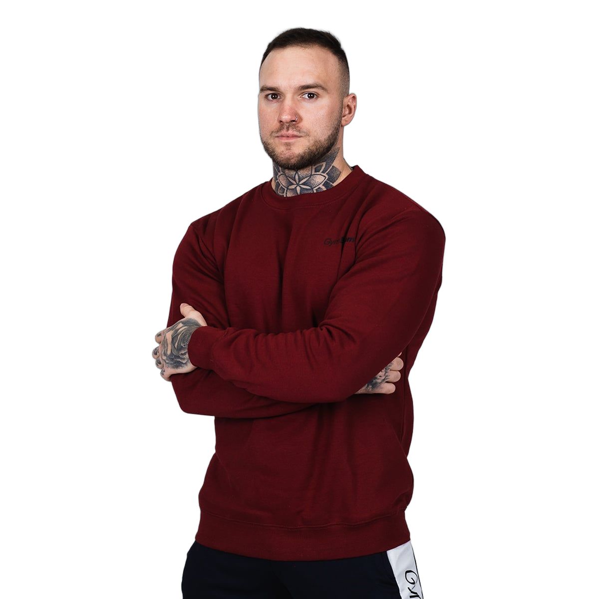 GymBeam Pullover Herren regular Langarm ohne Kapuze Basic Burgunderrot 1 St