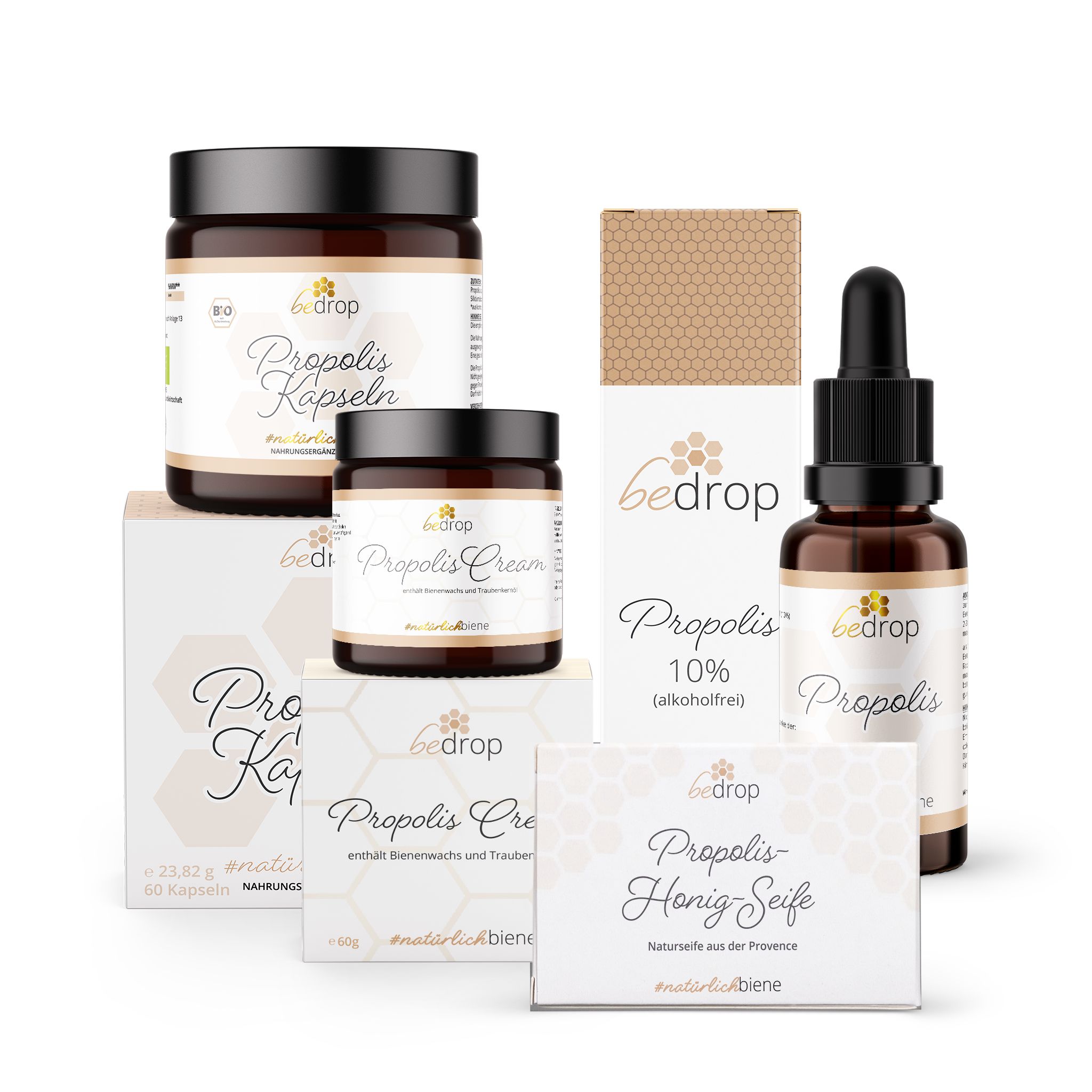 bedrop: Derma Set | Propolis Tinktur, Seife, Kapseln & Creme | Für Kinder & Erwachsene