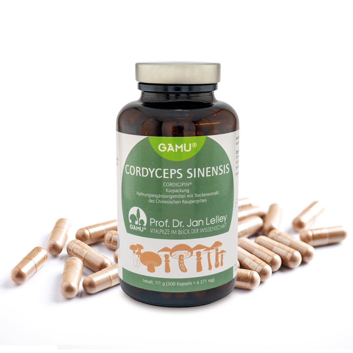Gamu, Cordyceps sinensis Extrakt / Chinesischer Raupenpilz Kurpackung 300 St Kapseln