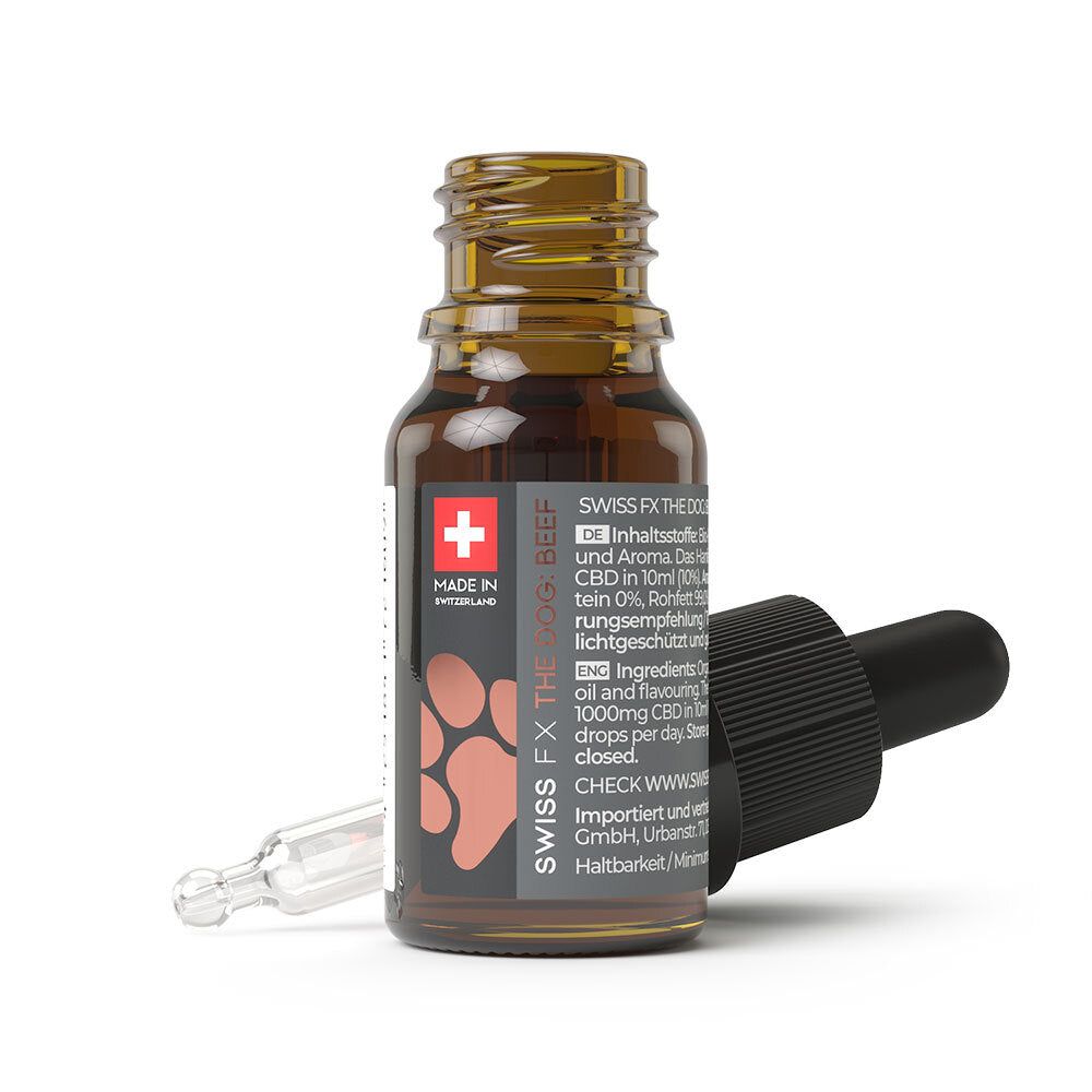 Swiss FX CBD Öl mit Hanf für Hunde 10% Rind 10 ml