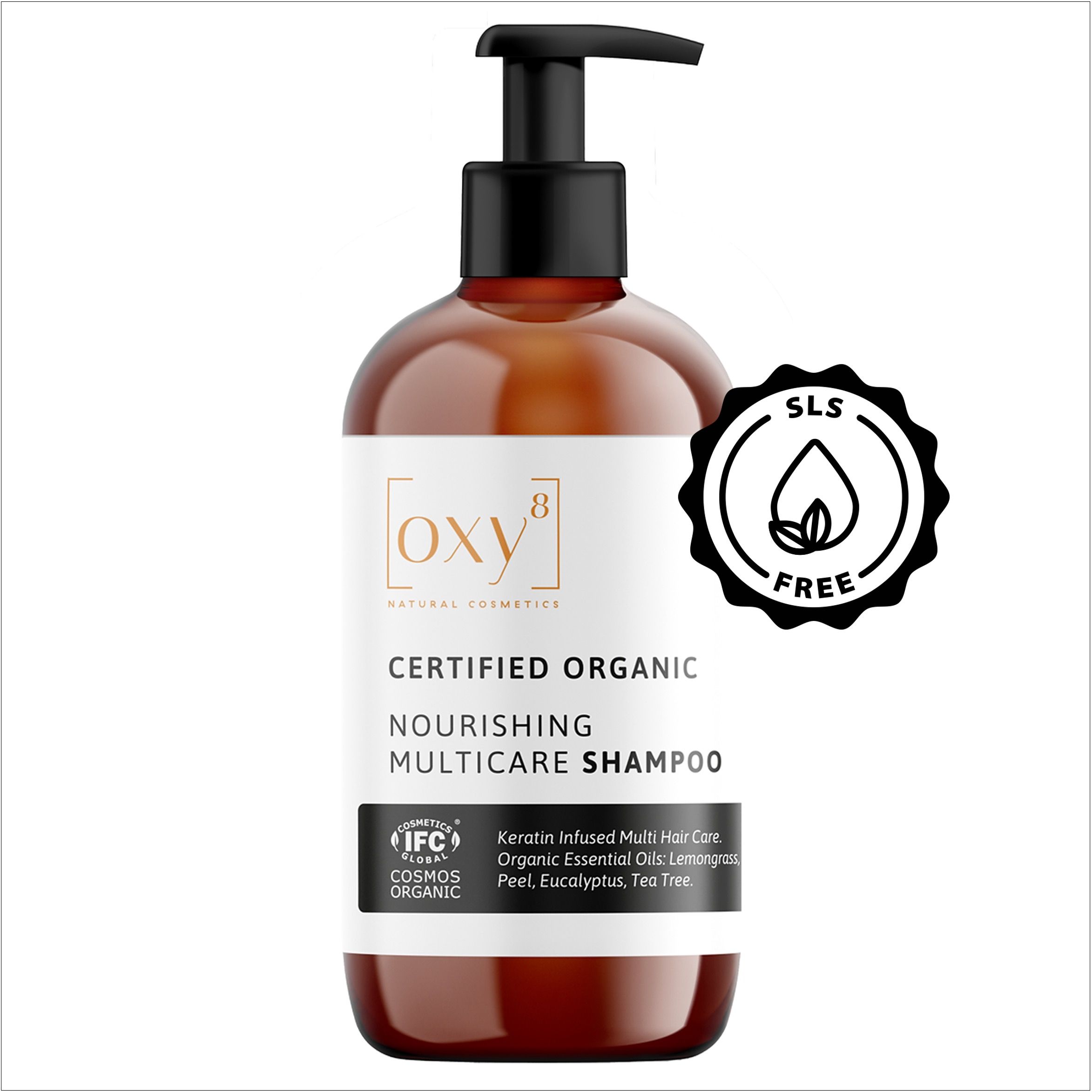 oxy8 Naturkosmetik NOURISHING MULTICARE SHAMPOO - Für glänzendes Haar. Gegen Spliss und Schuppen.