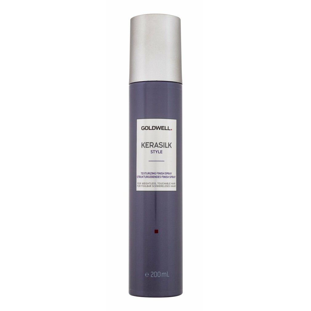 Haarspray-Flasche mit silbernem Deckel. Goldwell Kerasilk Style-Etikett, 200ml.