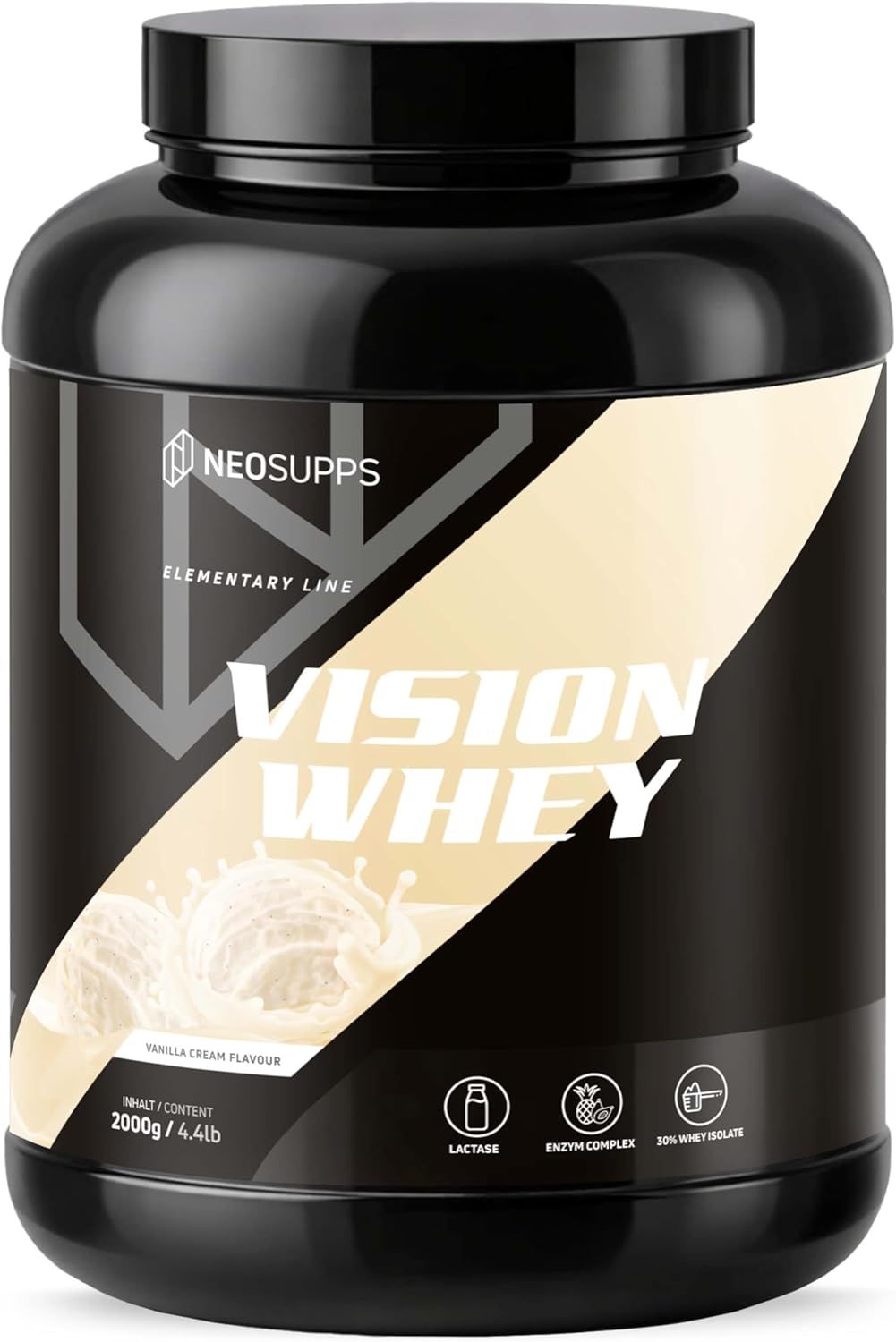 Neosupps Vision Whey Vanilla Cream, Eiweiss Protein Pulver, zum Muskelaufbau und Abnehmen