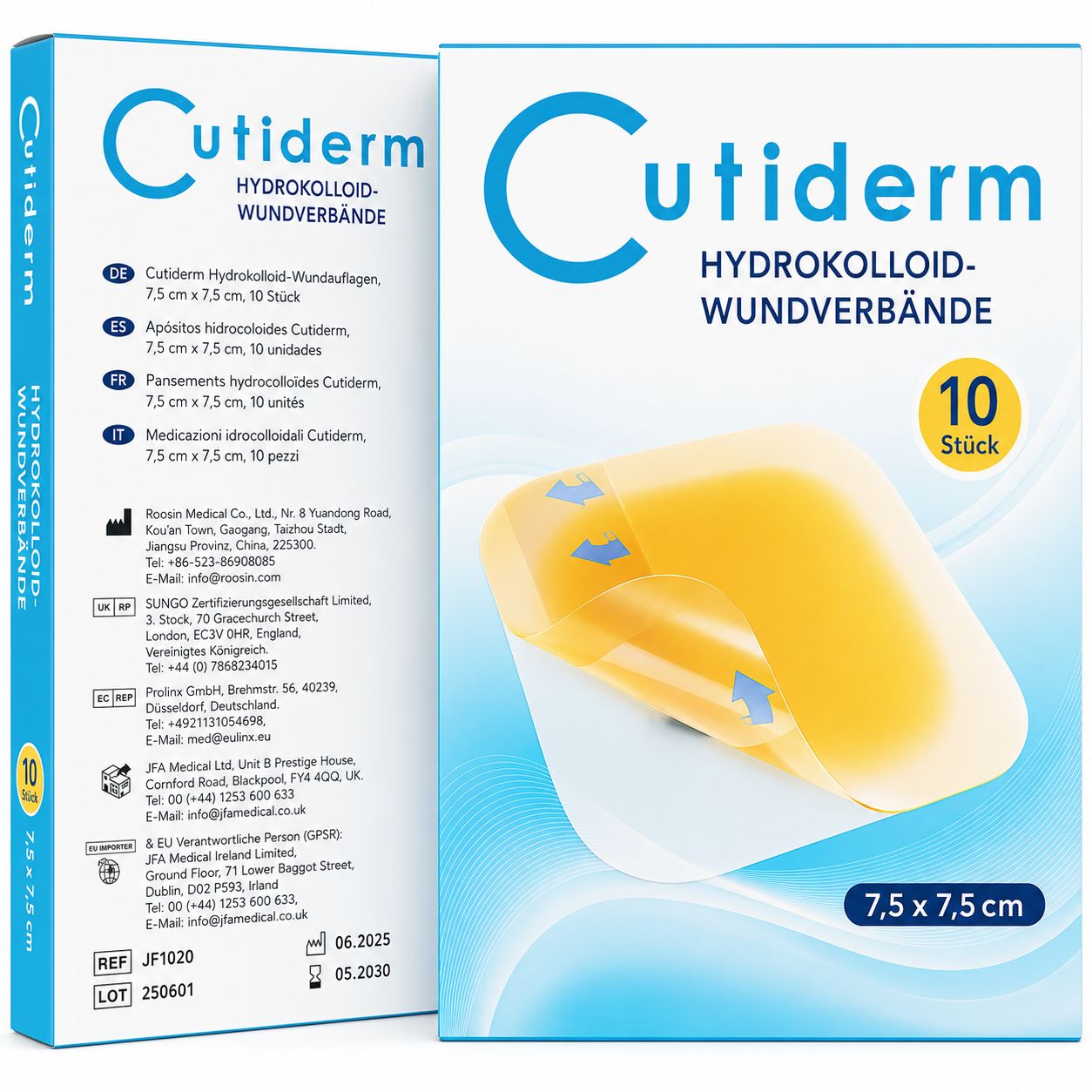 Medicazioni idrocolloidali sterili 7,5 cm x 7,5 cm Cutiderm