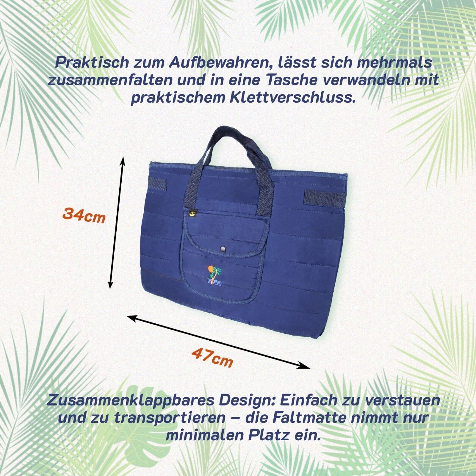 Faltmatte, 47x34cm, zusammenklappbar. Einfach zu verstauen und zu transportieren. Mit Klettverschluss.