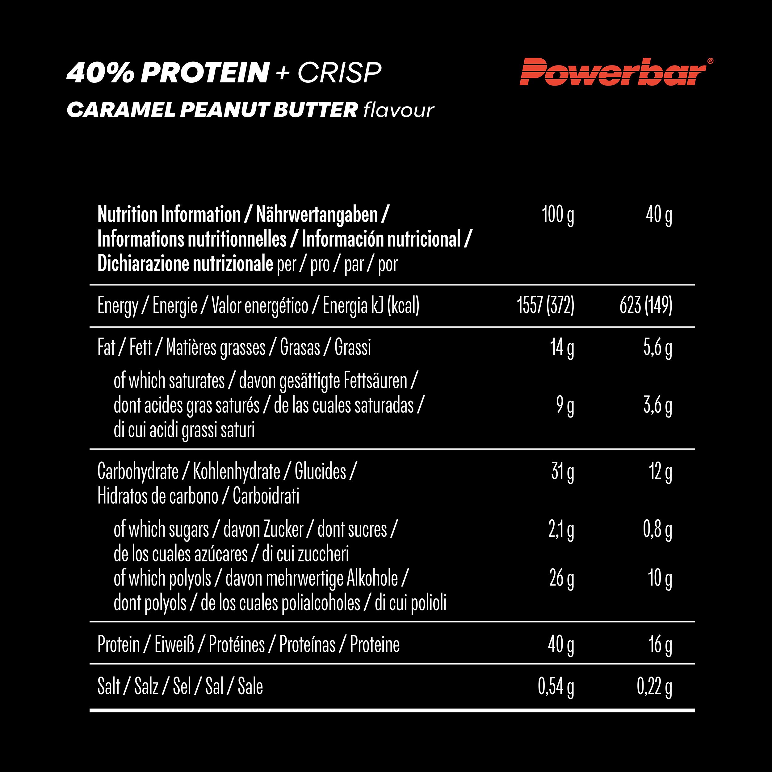 Powerbar High Protein Riegel Caramel Peanut Butter 40% Protein.