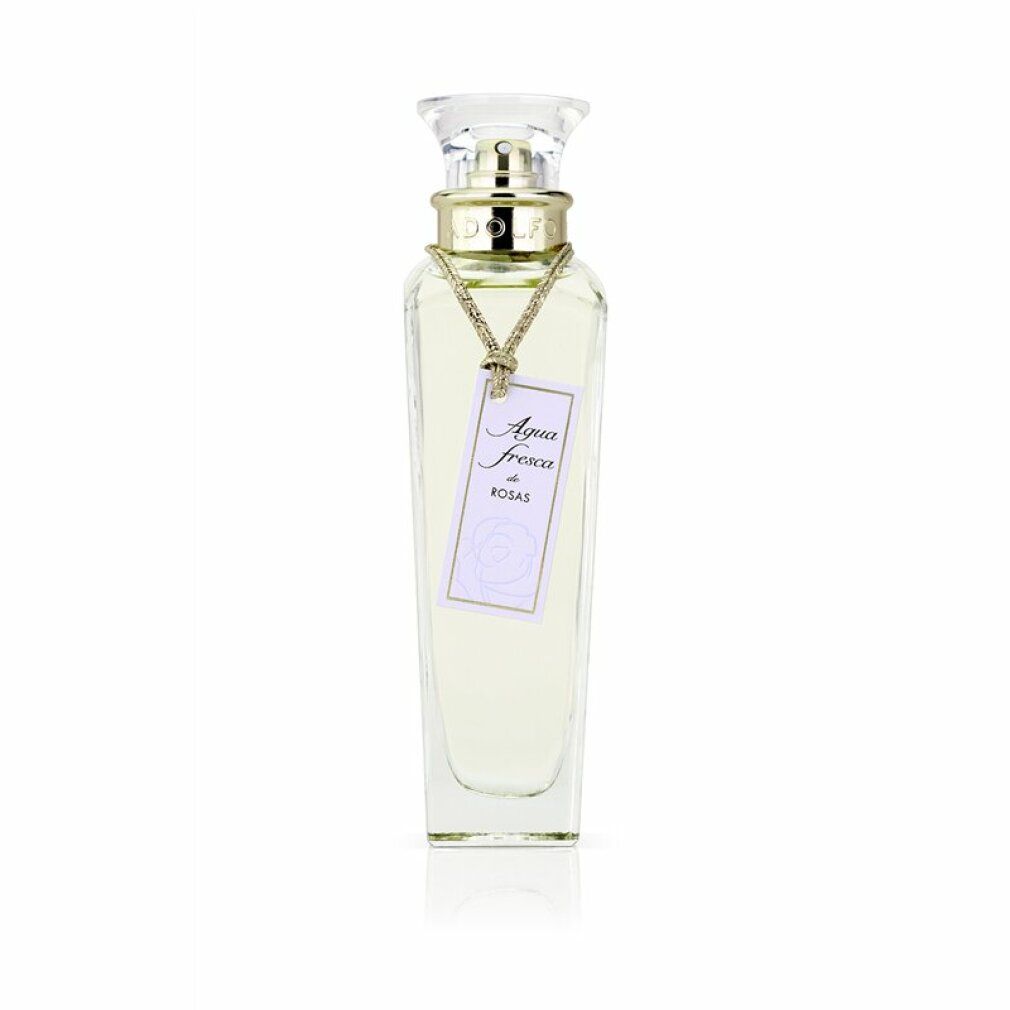 Adolfo Dominguez Agua Fresca De Rosas Eau De Toilette Spray. Flakon mit Etikett und Verschluss. Aufschrift Agua fresca de Rosas.