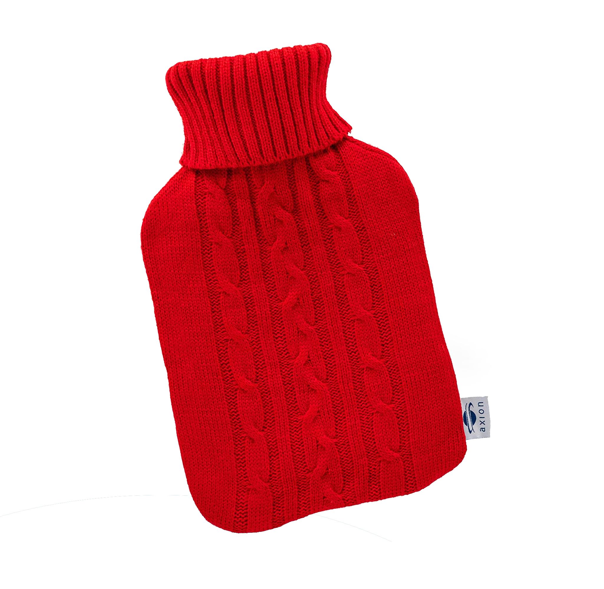 axion® Wärmflasche mit Bezug in rot | Strick | (33 x 20 cm)