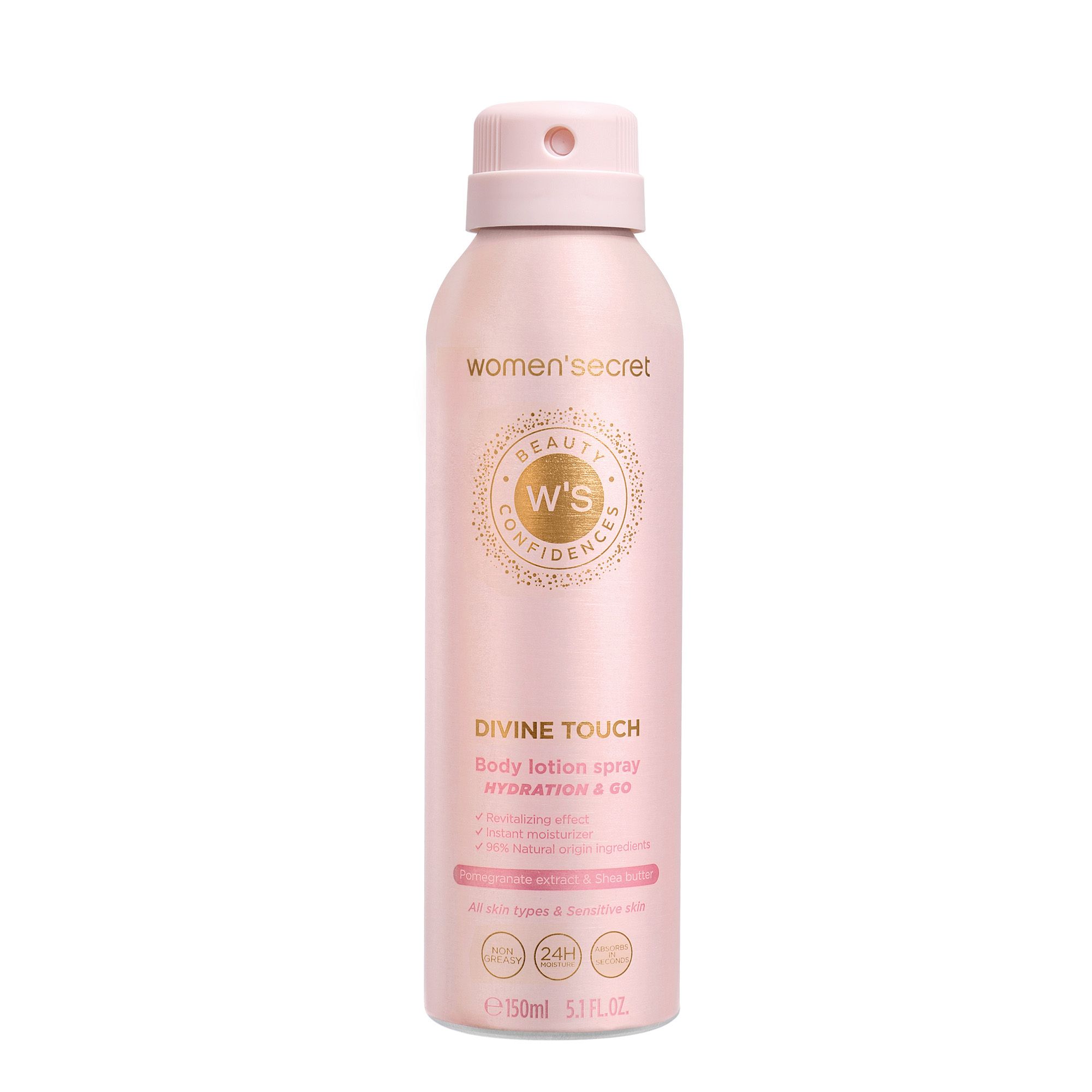 women'secret Beauty Confidences Divine Touch Body Lotion Spray Feuchtigkeitspflege mit Granatapfel 150 ml Körperlotion