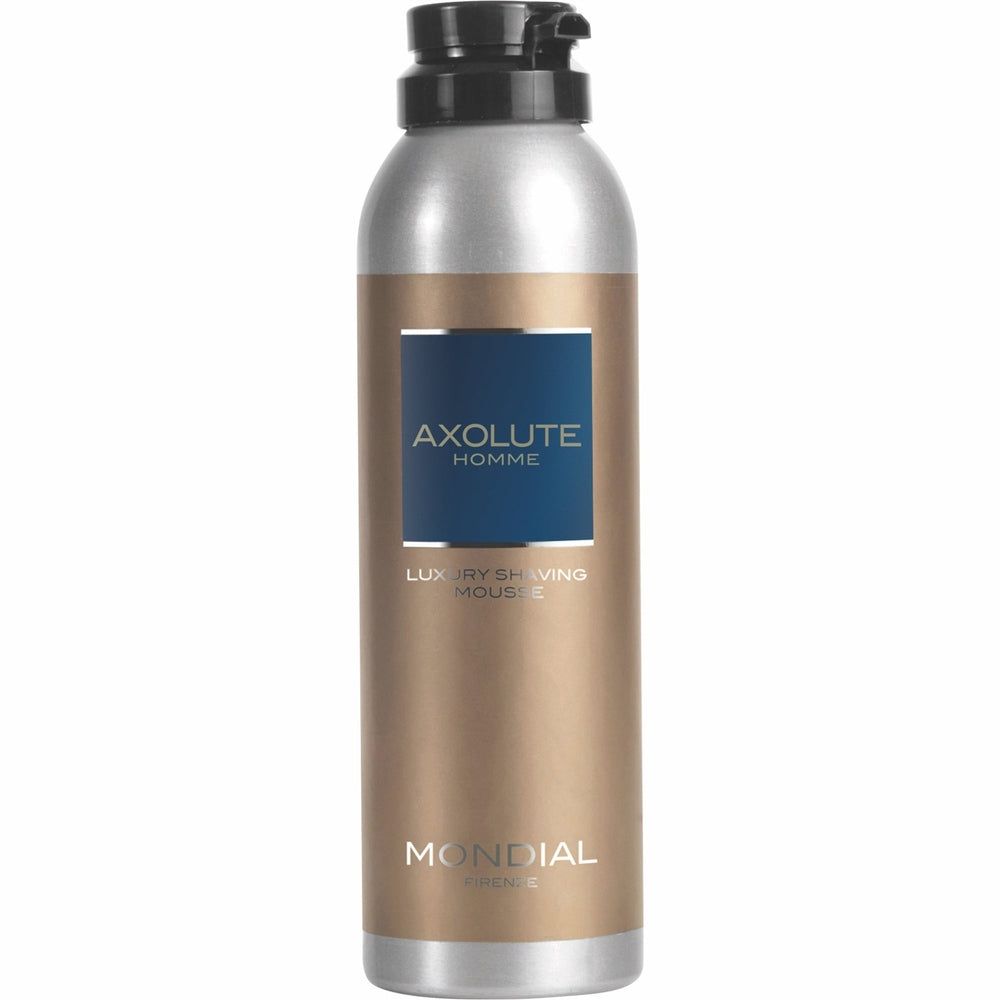 Mondial Shaving Mousse Spray Axolute Homme in goldener Dose mit Pumpspender.
