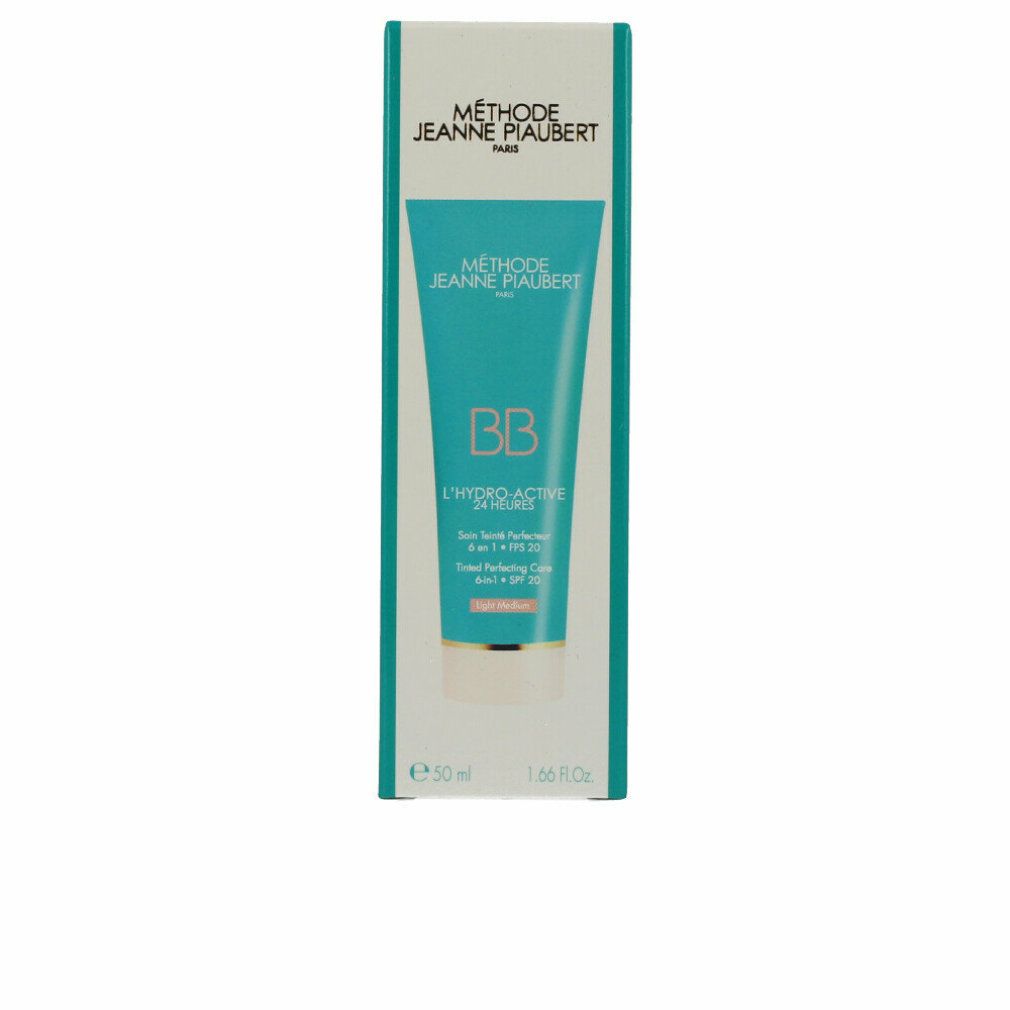 Produktverpackung: Tube in einer Schachtel. Aufschrift: BB, L'HYDRO-ACTIVE 24 HEURES, SPF 20, Light Medium. Marke: Jeanne Piaubert.