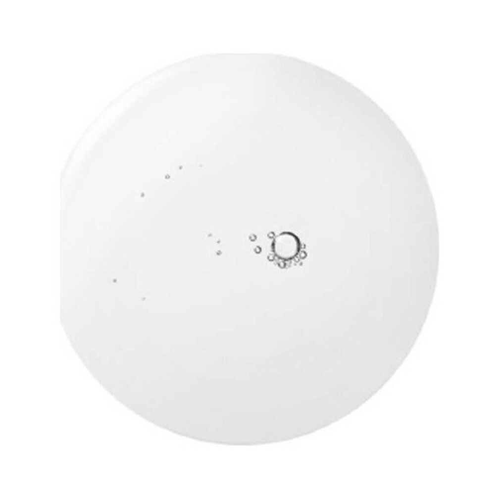 Kreisförmige, transparente Flüssigkeit mit kleinen Blasen. Einige Blasen bilden einen kleinen Kreis.