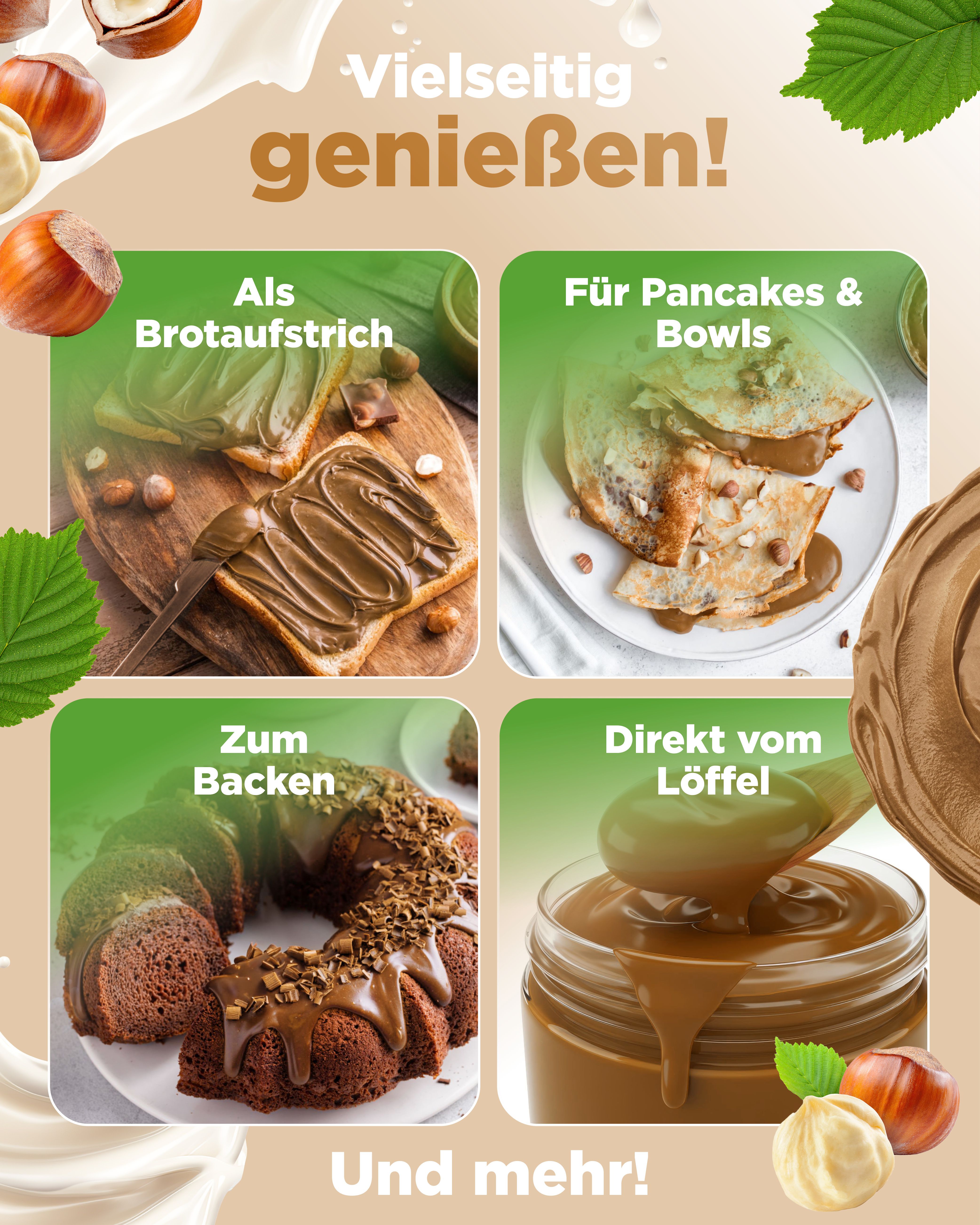 Vit4ever Protein Spread: Vielseitig genießen! Als Brotaufstrich, für Pancakes & Bowls, zum Backen, direkt vom Löffel.