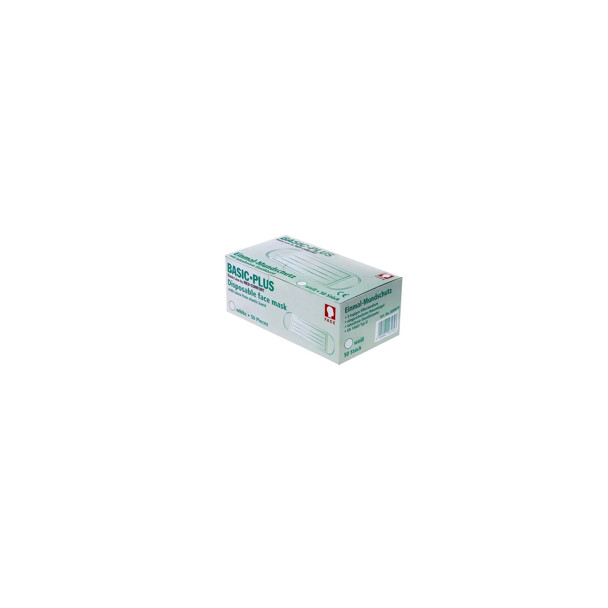 Verpackung BASIC PLUS Mundschutz 3-lagig, Typ II, 50 Stück.